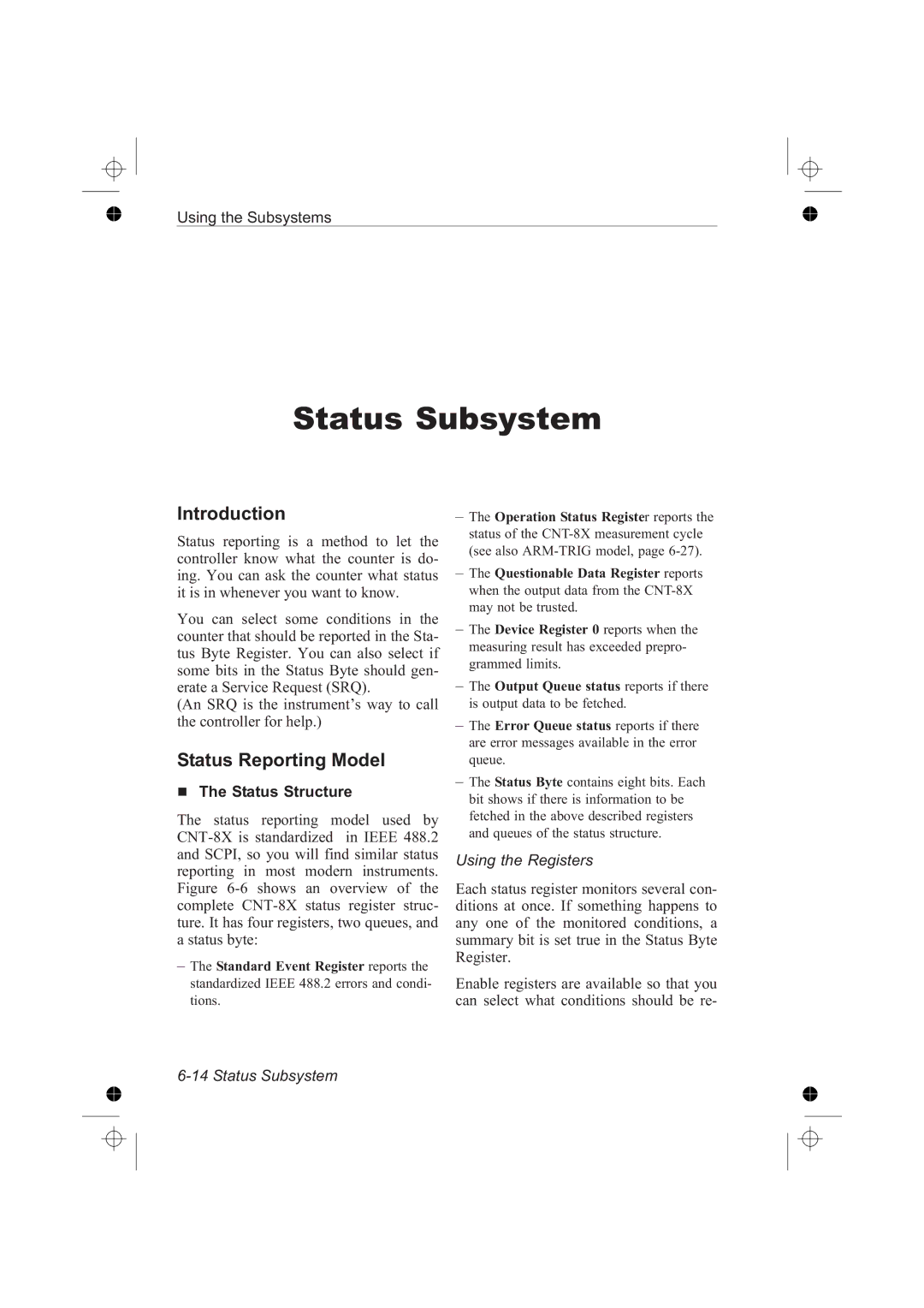 Fluke PM6685R, PM6681R manual Status Reporting Model, Status Structure, Using the Registers, Status Subsystem 