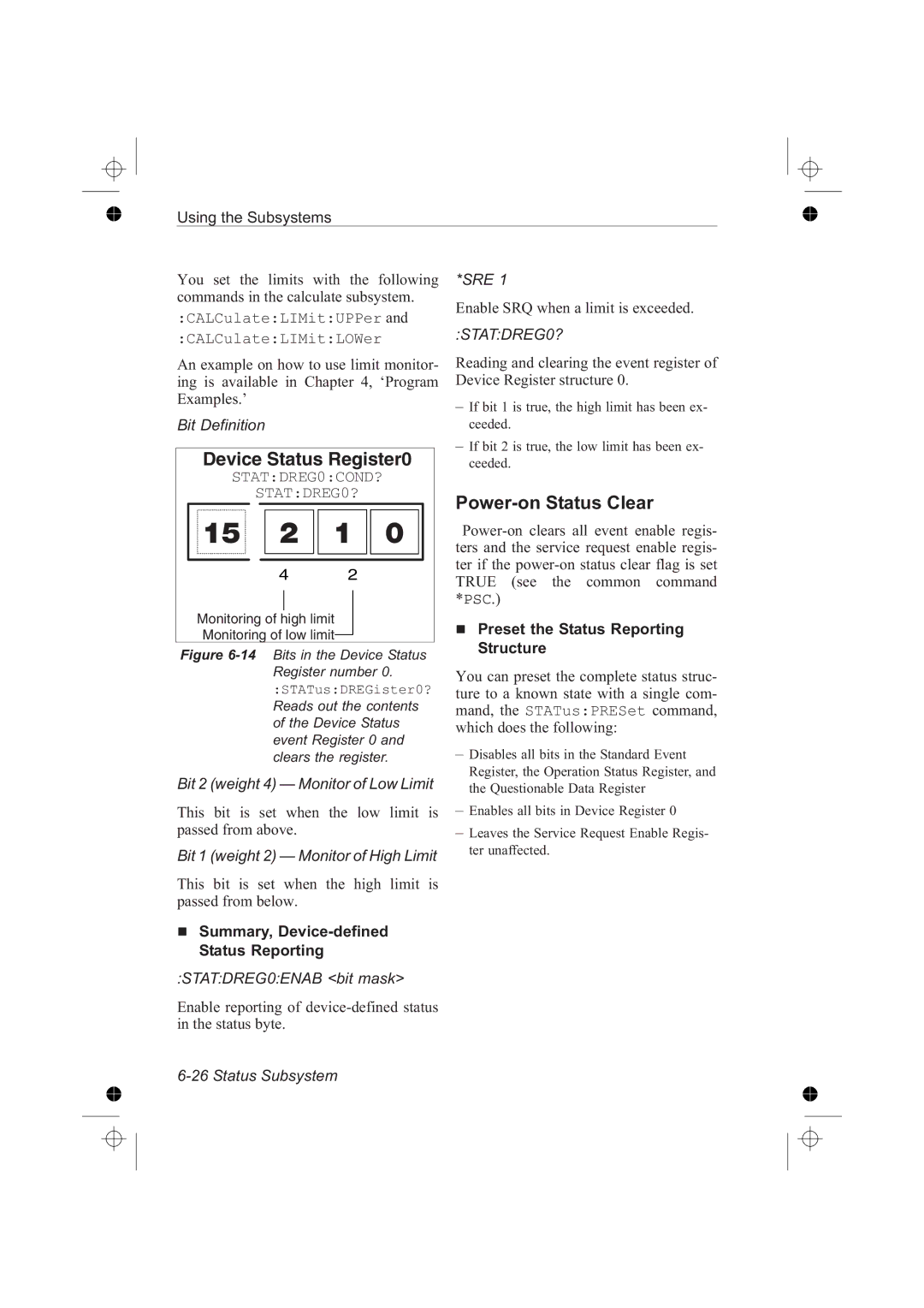 Fluke PM6685R manual Power-on Status Clear, Summary, Device-defined Status Reporting, Preset the Status Reporting Structure 