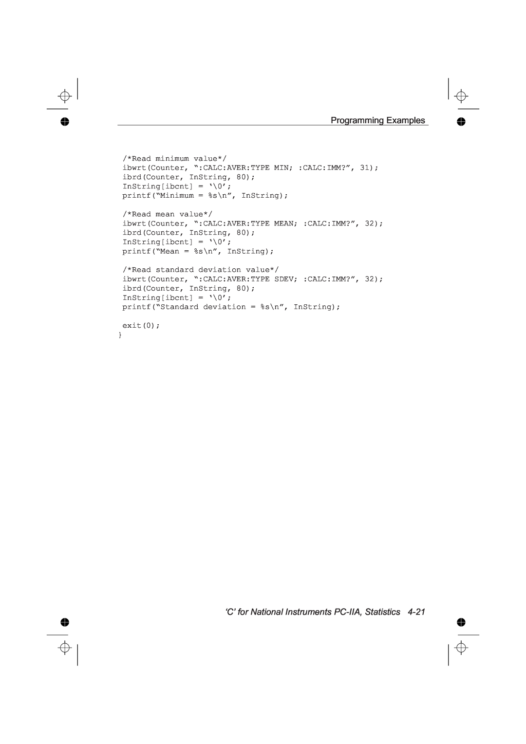 Fluke PM6681R, PM6685R manual ‘C’ for National Instruments PC-IIA, Statistics 