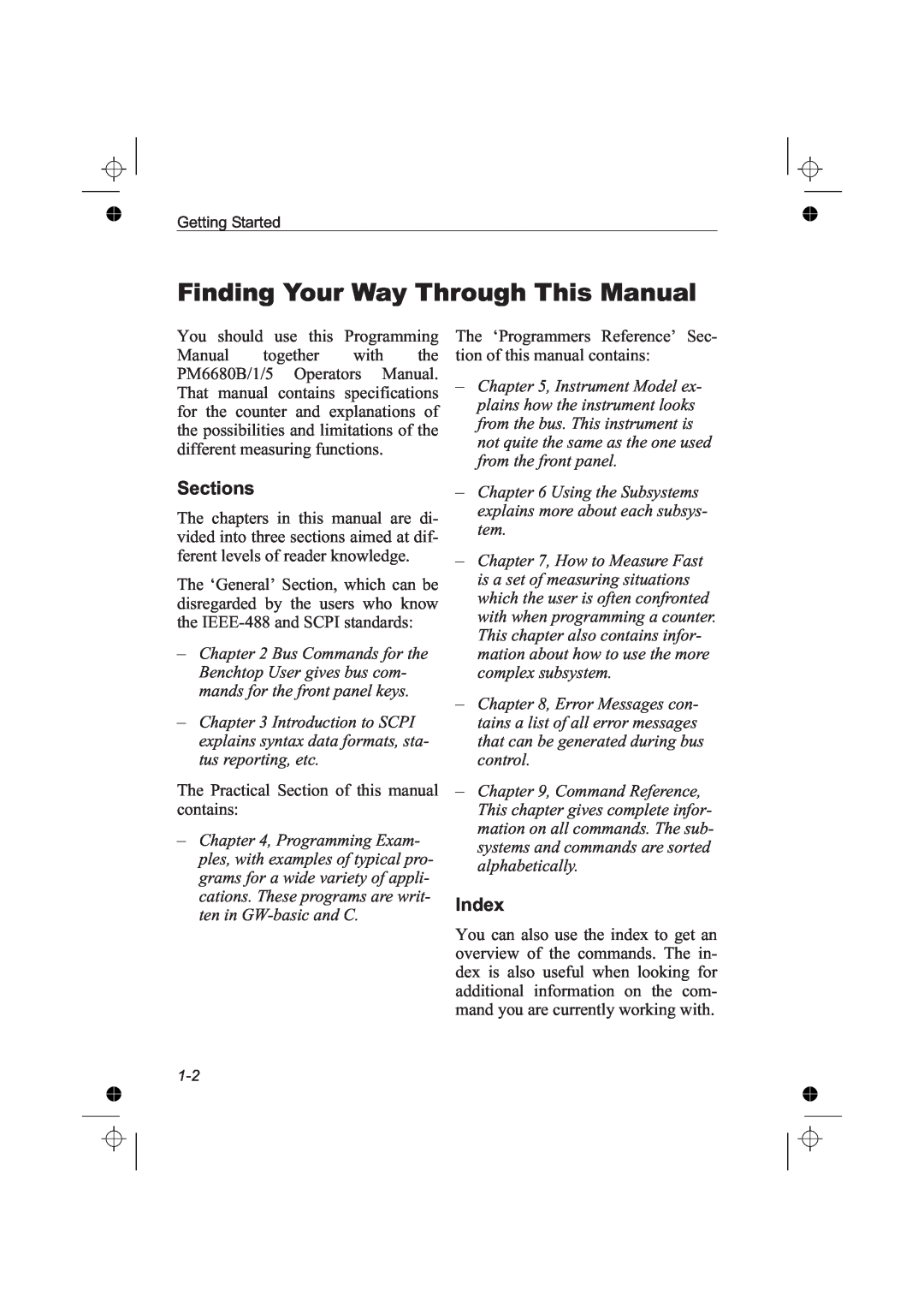 Fluke PM6681R, PM6685R manual Finding Your Way Through This Manual, Sections, Index 