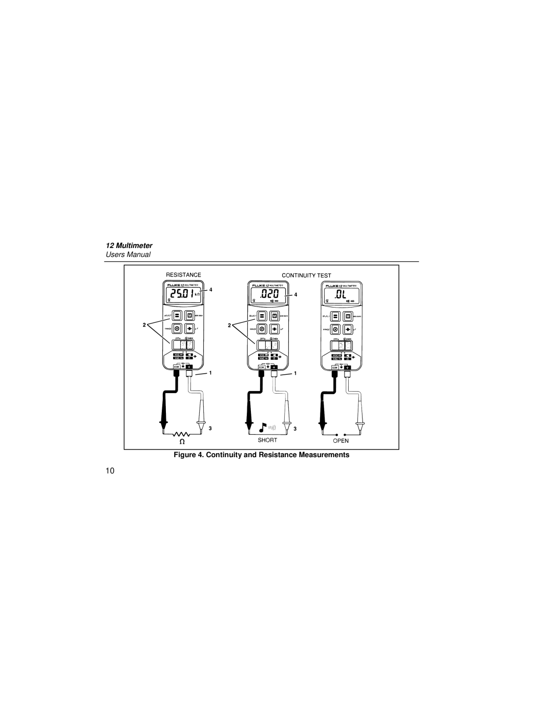 Fluke PN 2063508 user manual Continuity and Resistance Measurements 