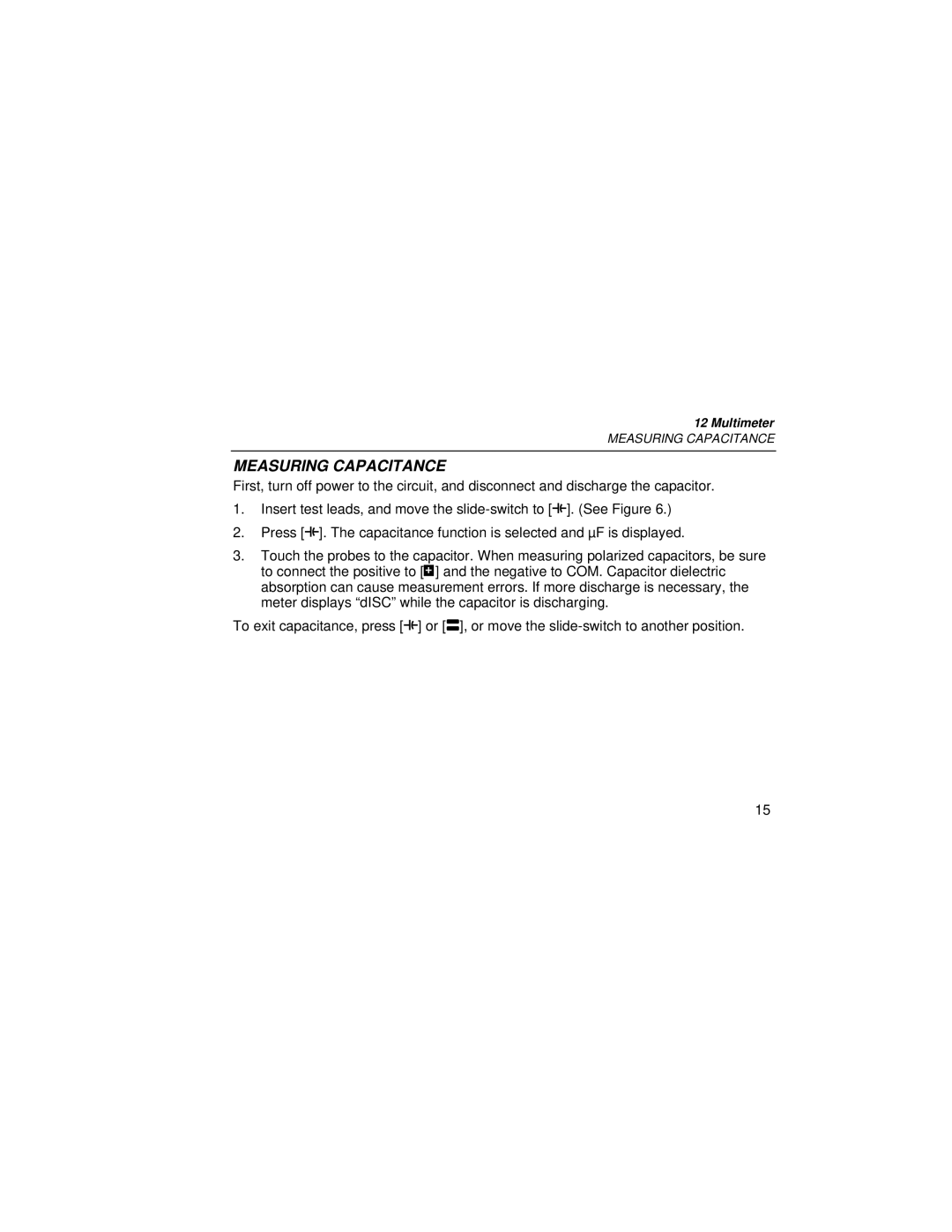 Fluke PN 2063508 user manual Measuring Capacitance 