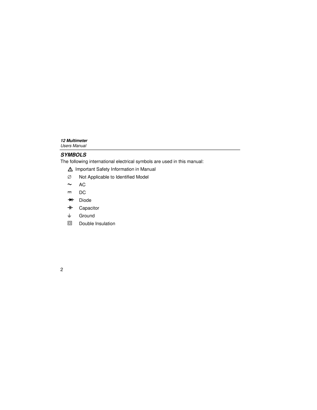 Fluke PN 2063508 user manual Symbols 