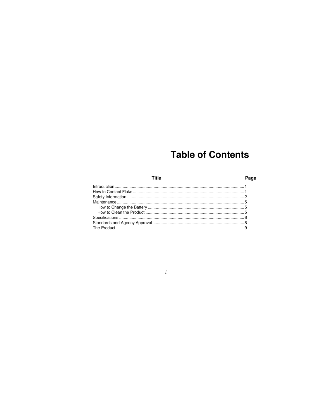 Fluke PN 4060712 specifications Table of Contents 