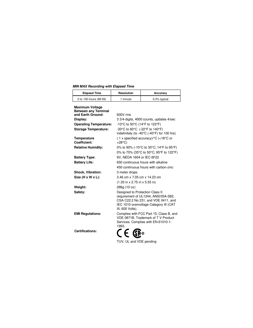 Fluke PN 643657 instruction sheet MIN MAX Recording with Elapsed Time 