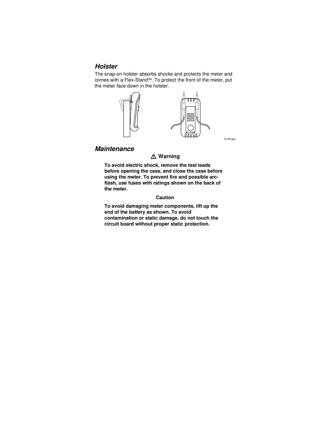 Fluke PN 650454 instruction sheet Holster, Maintenance 