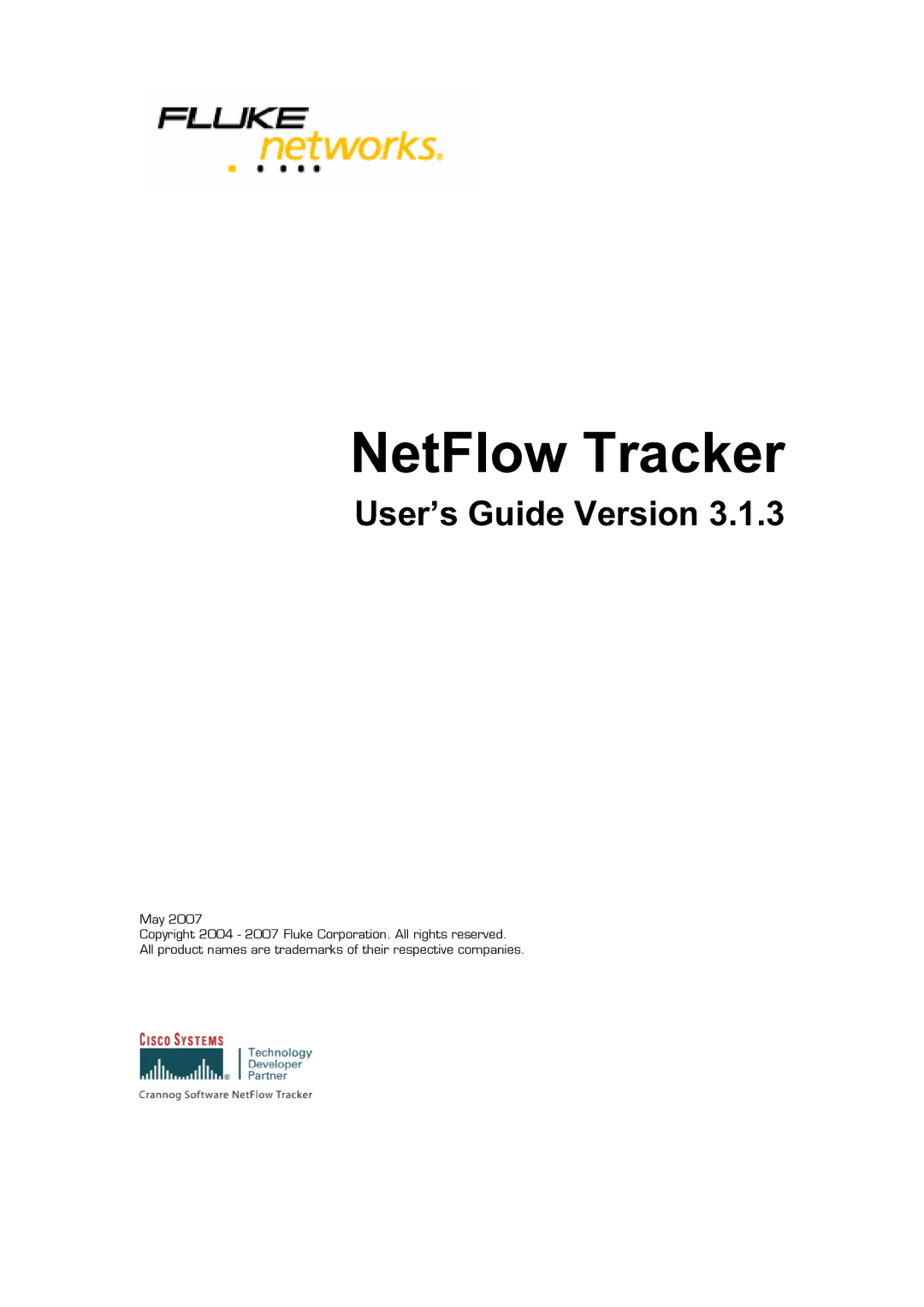 Fluke Recording Equipment manual NetFlow Tracker 