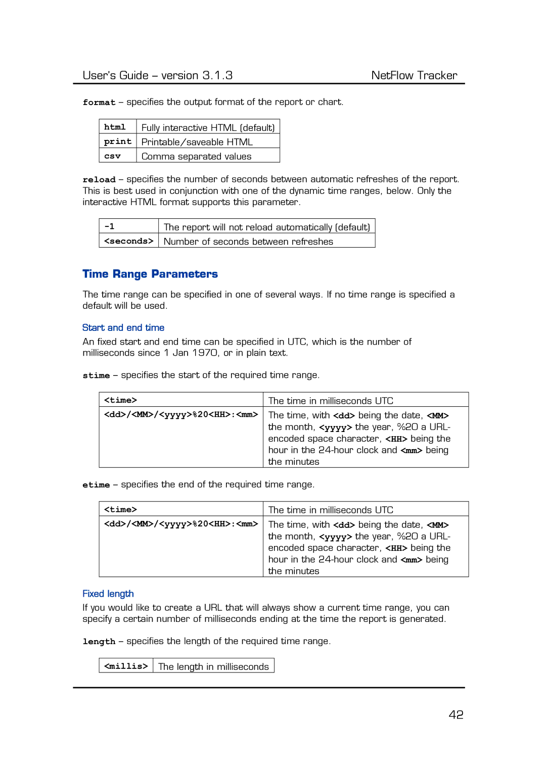 Fluke Recording Equipment manual Time Range Parameters 