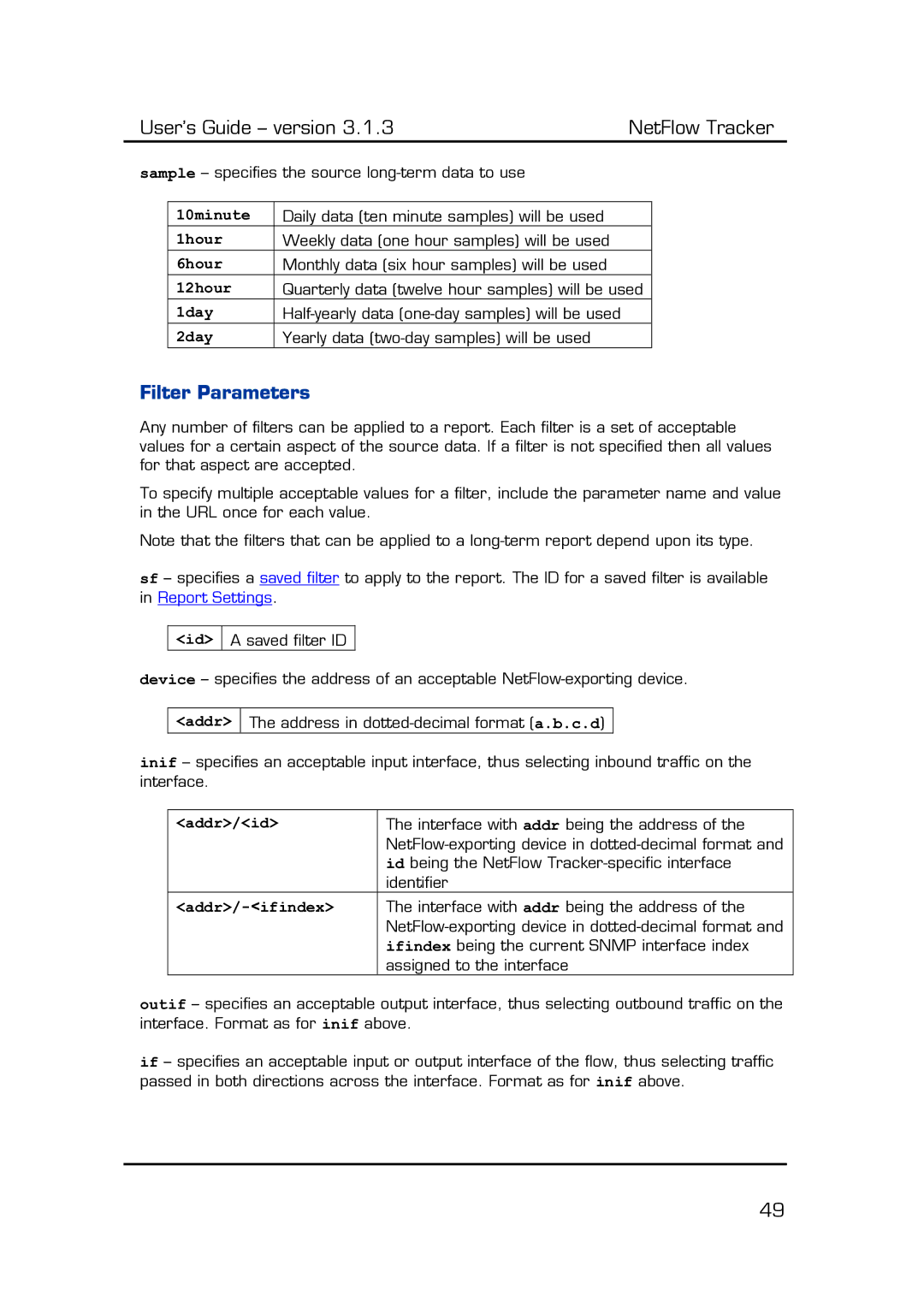 Fluke Recording Equipment manual Filter Parameters 