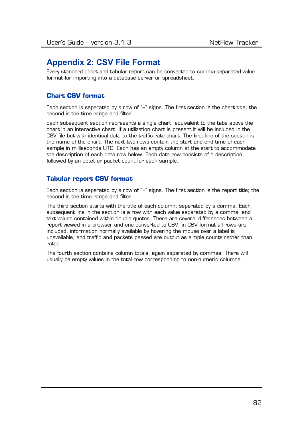 Fluke Recording Equipment manual Appendix 2 CSV File Format, Chart CSV format, Tabular report CSV format 