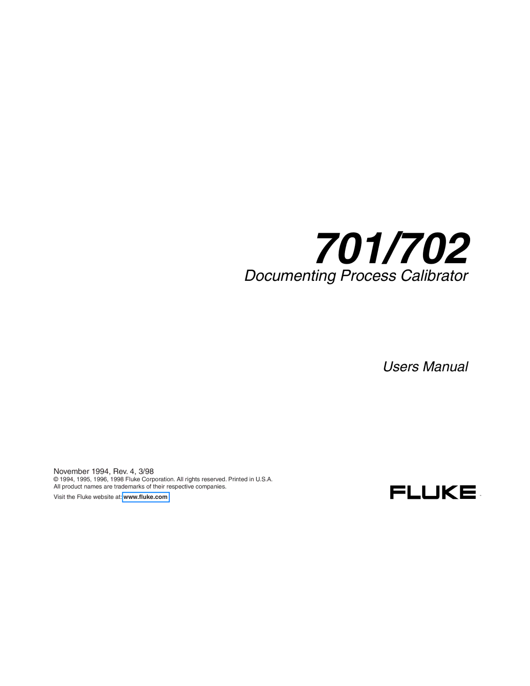 Fluke Rev. 4 user manual 701/702 