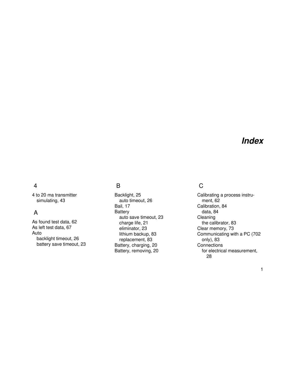 Fluke Rev. 4 user manual Index 