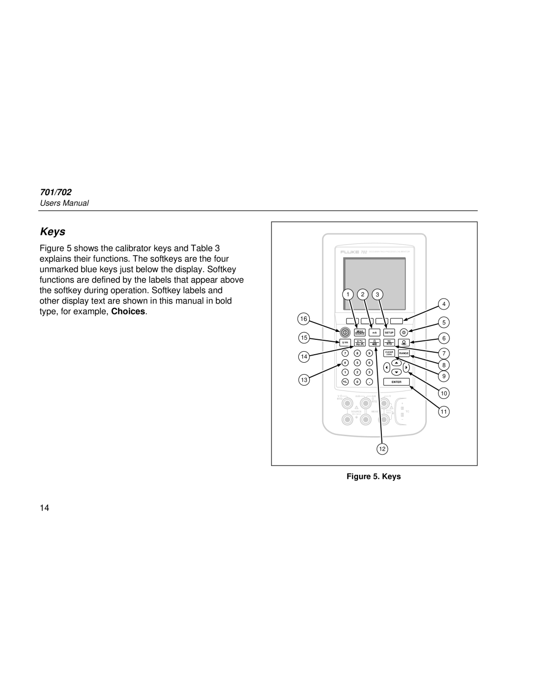 Fluke Rev. 4 user manual Keys 