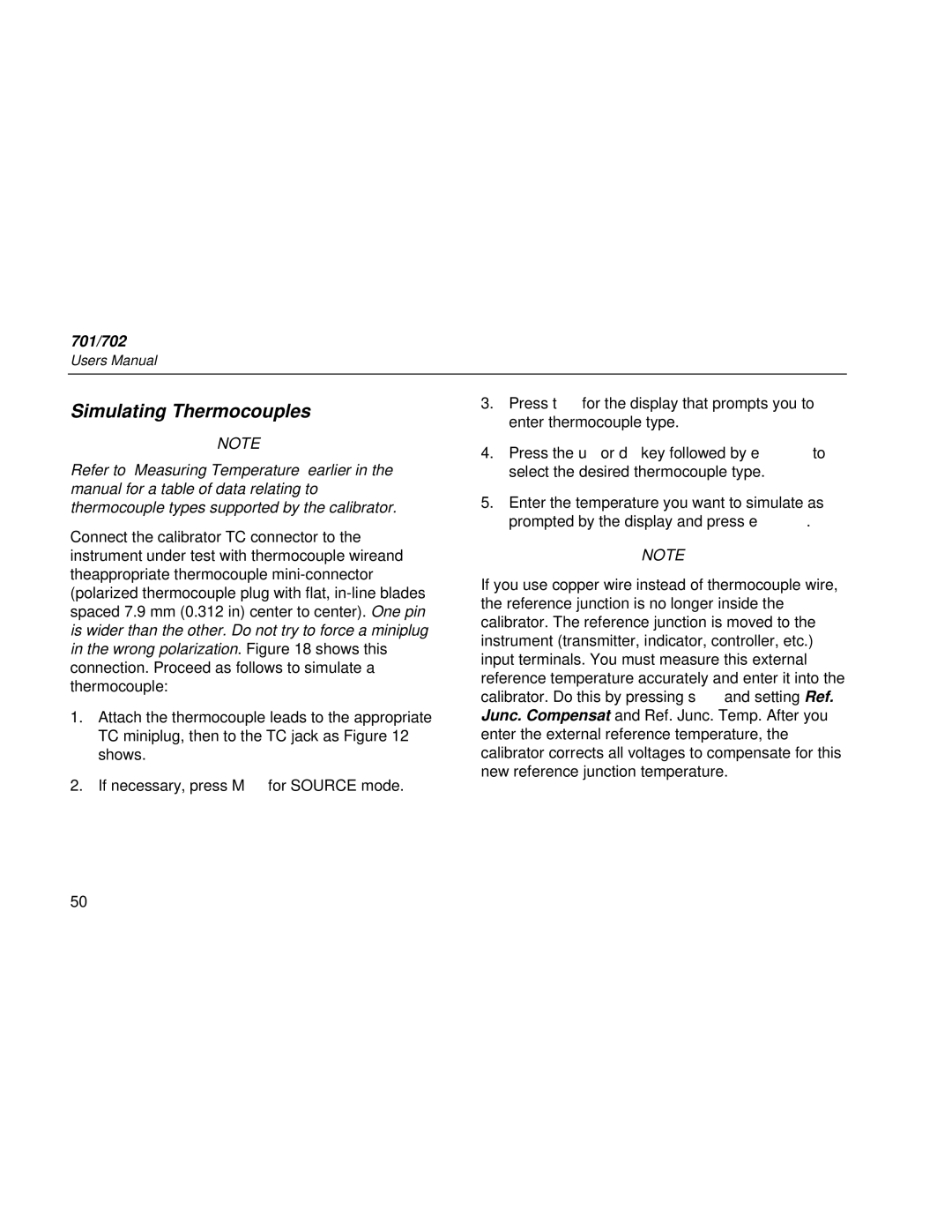 Fluke Rev. 4 user manual Simulating Thermocouples 