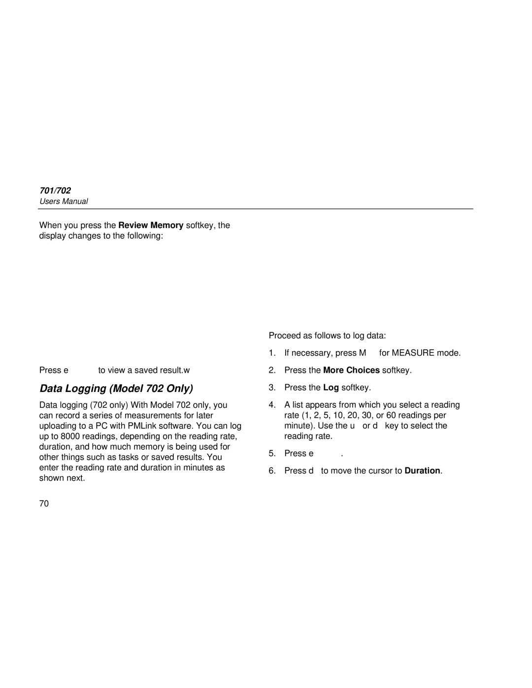 Fluke Rev. 4 user manual Data Logging Model 702 Only 