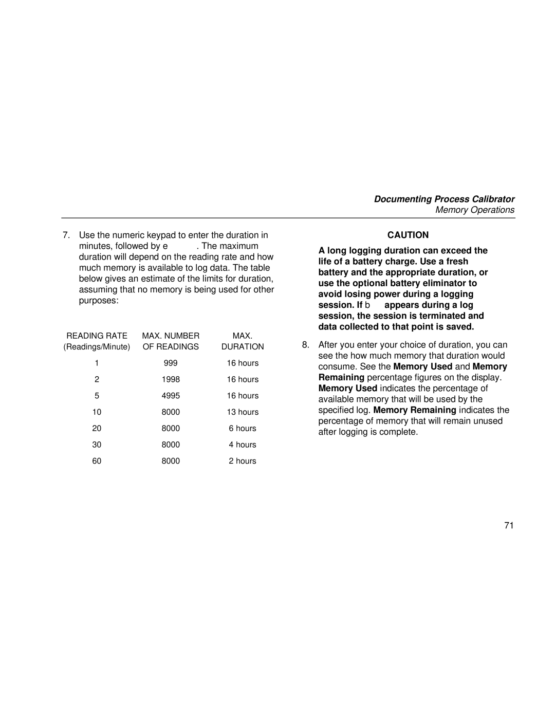 Fluke Rev. 4 user manual Reading Rate MAX. Number 