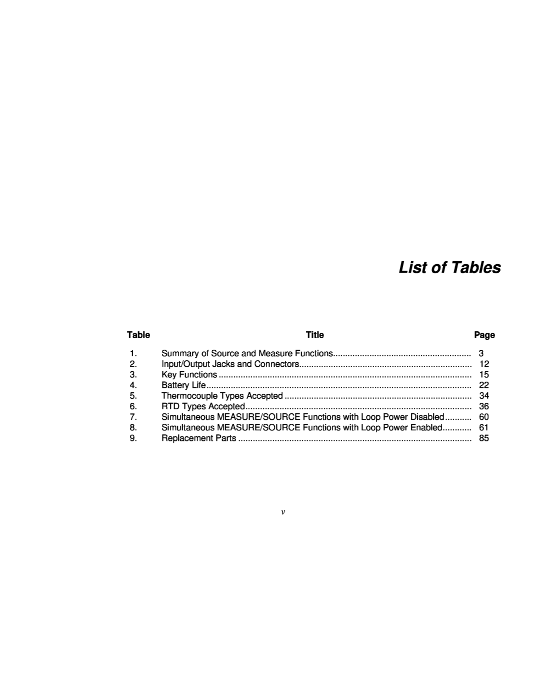 Fluke Rev. 4 user manual List of Tables, Title 
