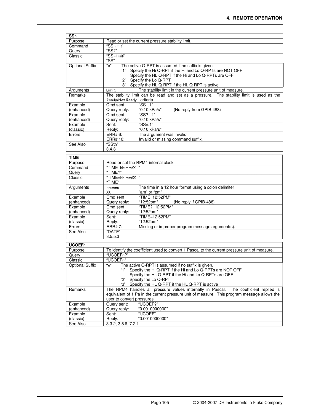 Fluke RPM4 manual SSn, Ready/Not Ready criteria, Hhmm, UCOEFn 