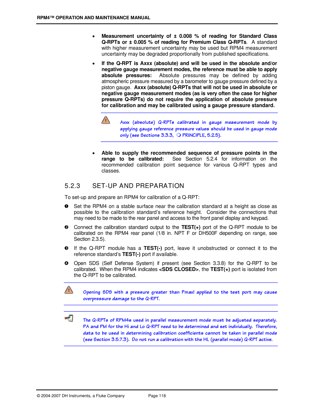 Fluke RPM4 manual SET-UP and Preparation 