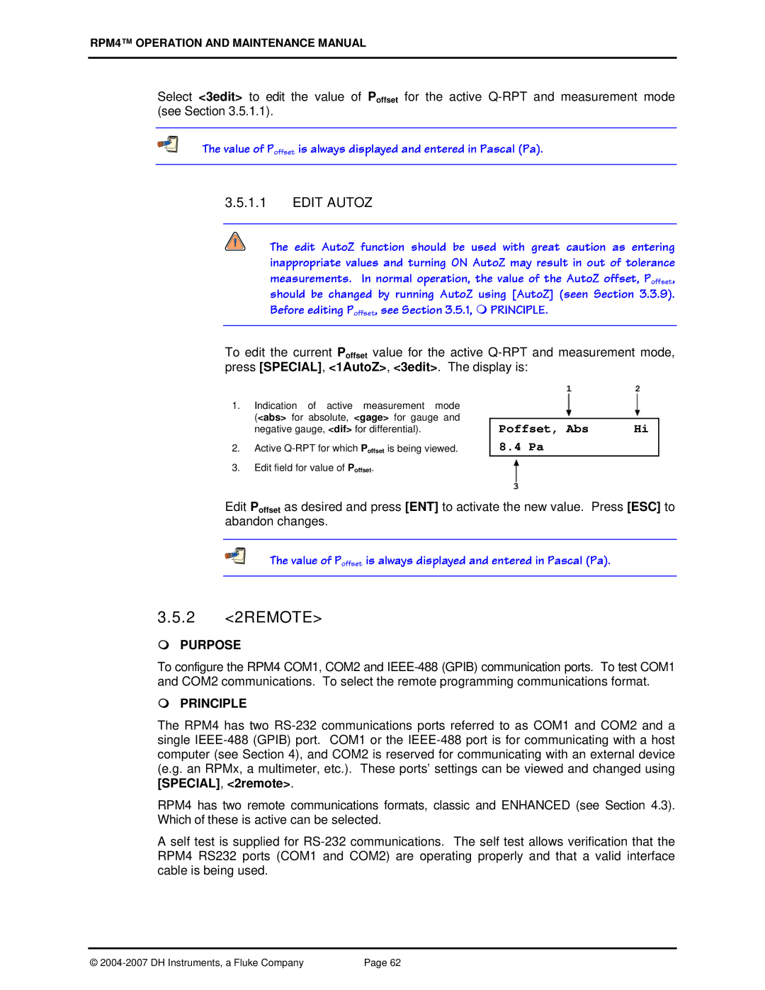 Fluke RPM4 manual 2 2REMOTE, Edit Autoz, Poffset, Abs 