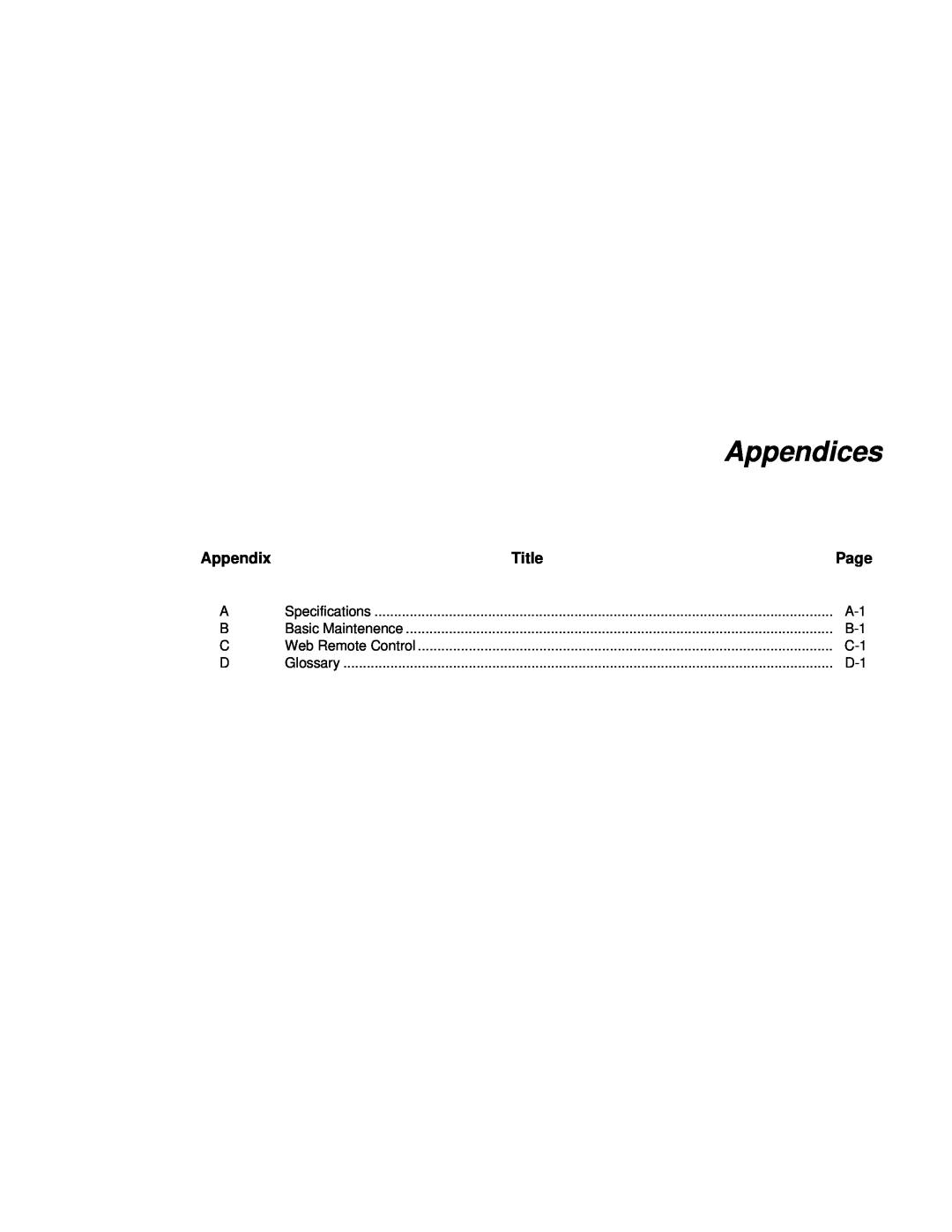 Fluke Series II user manual Appendices, Appendix, Title, Page 