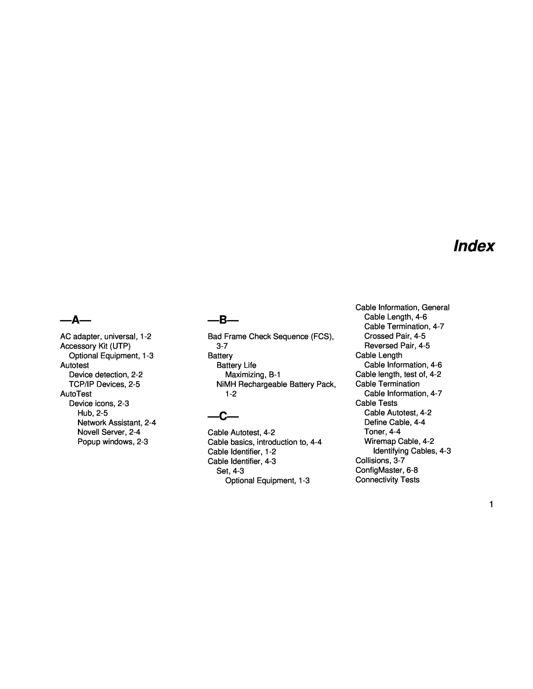 Fluke Series II user manual Index 