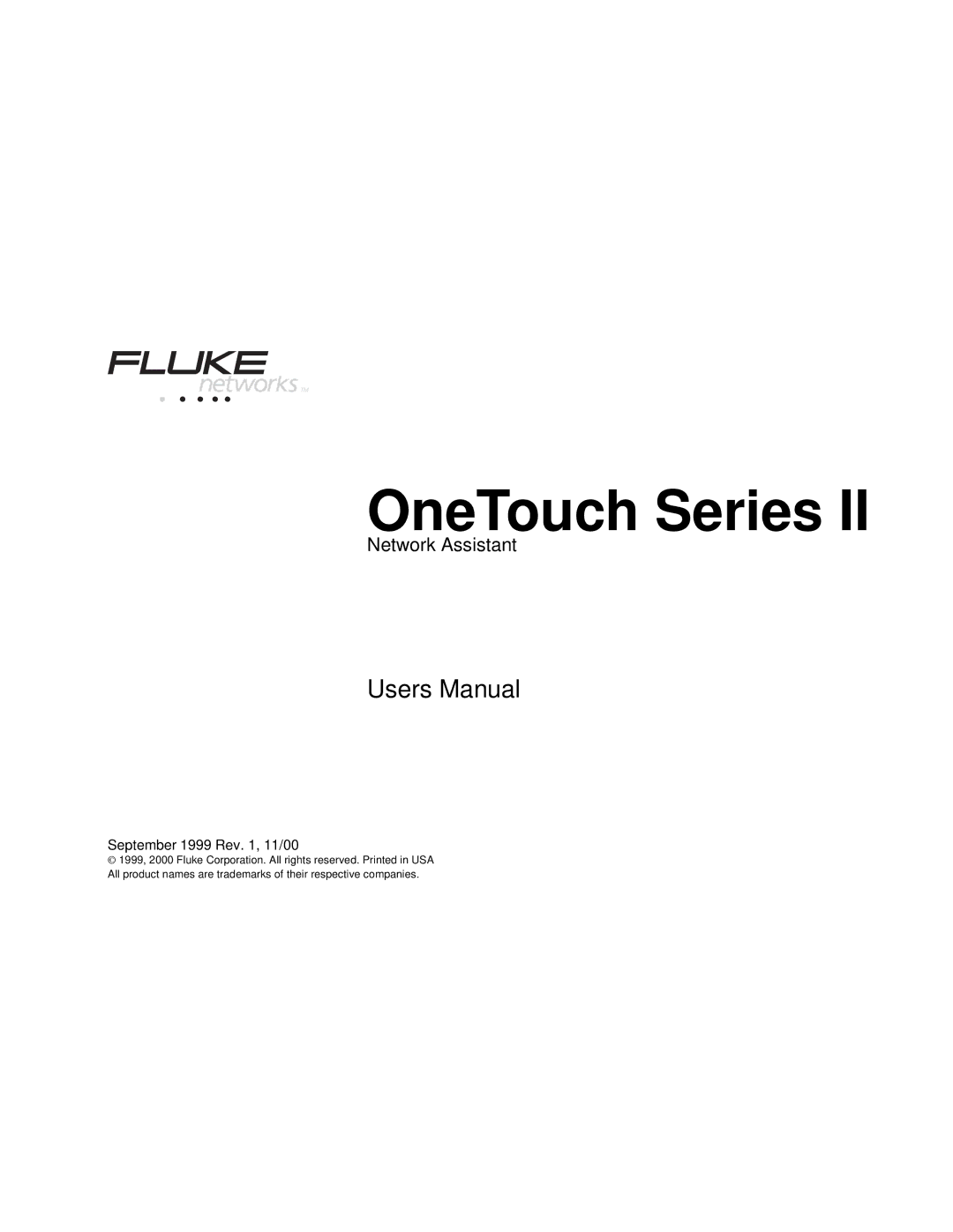 Fluke Series II user manual OneTouch Series 