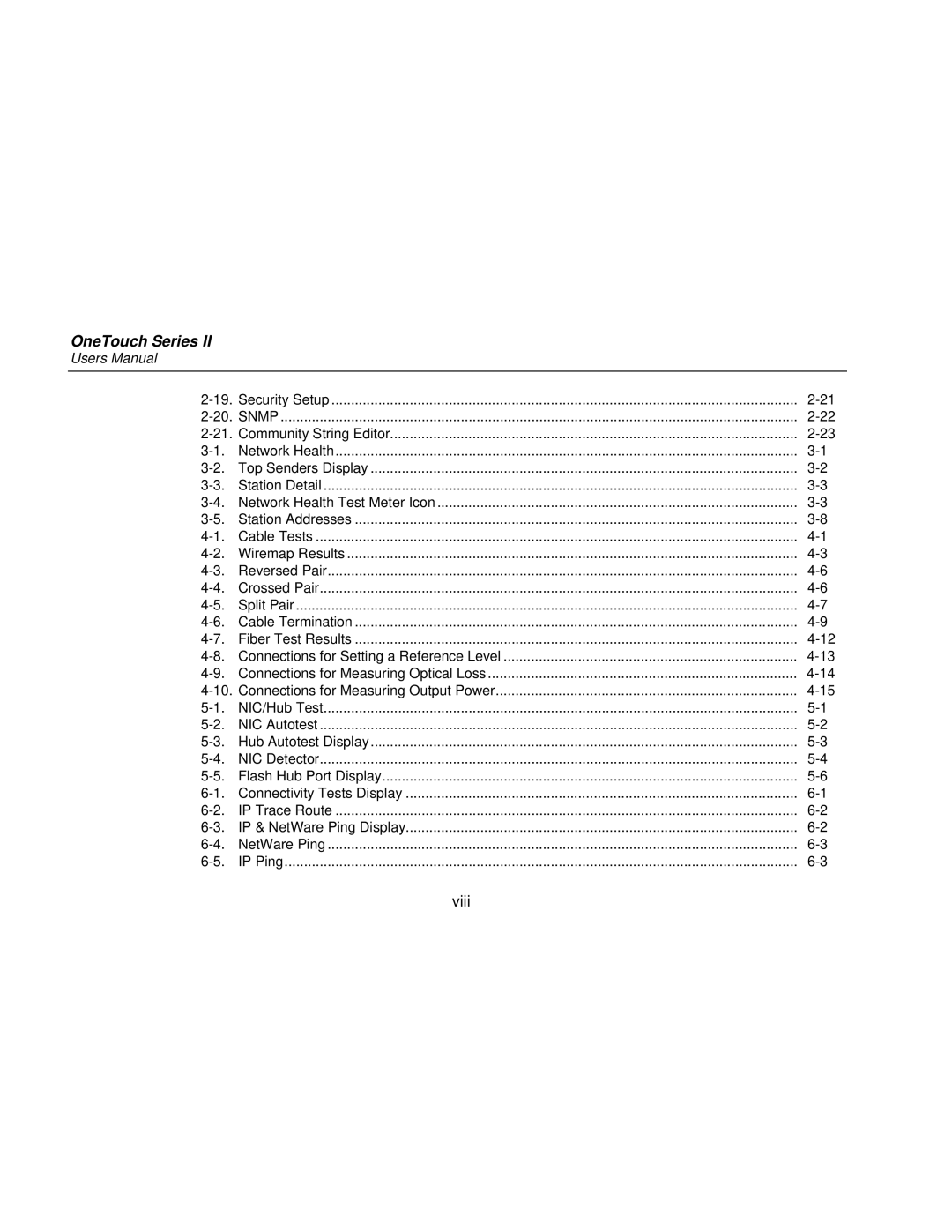 Fluke Series II user manual Viii 