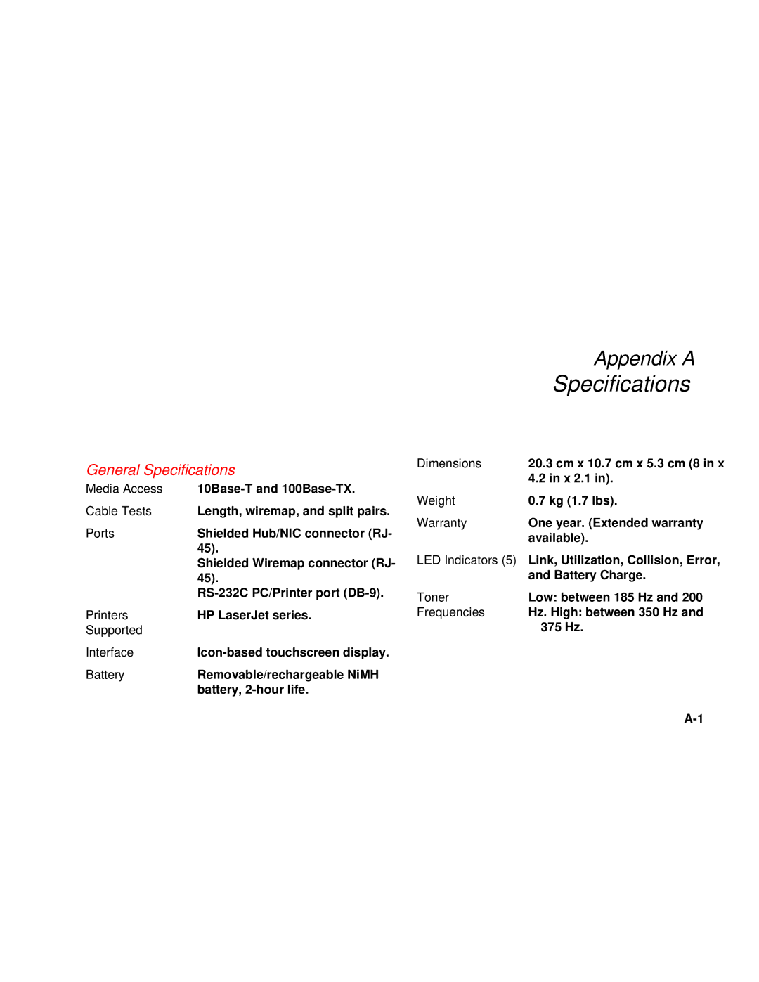 Fluke Series II user manual General Specifications 