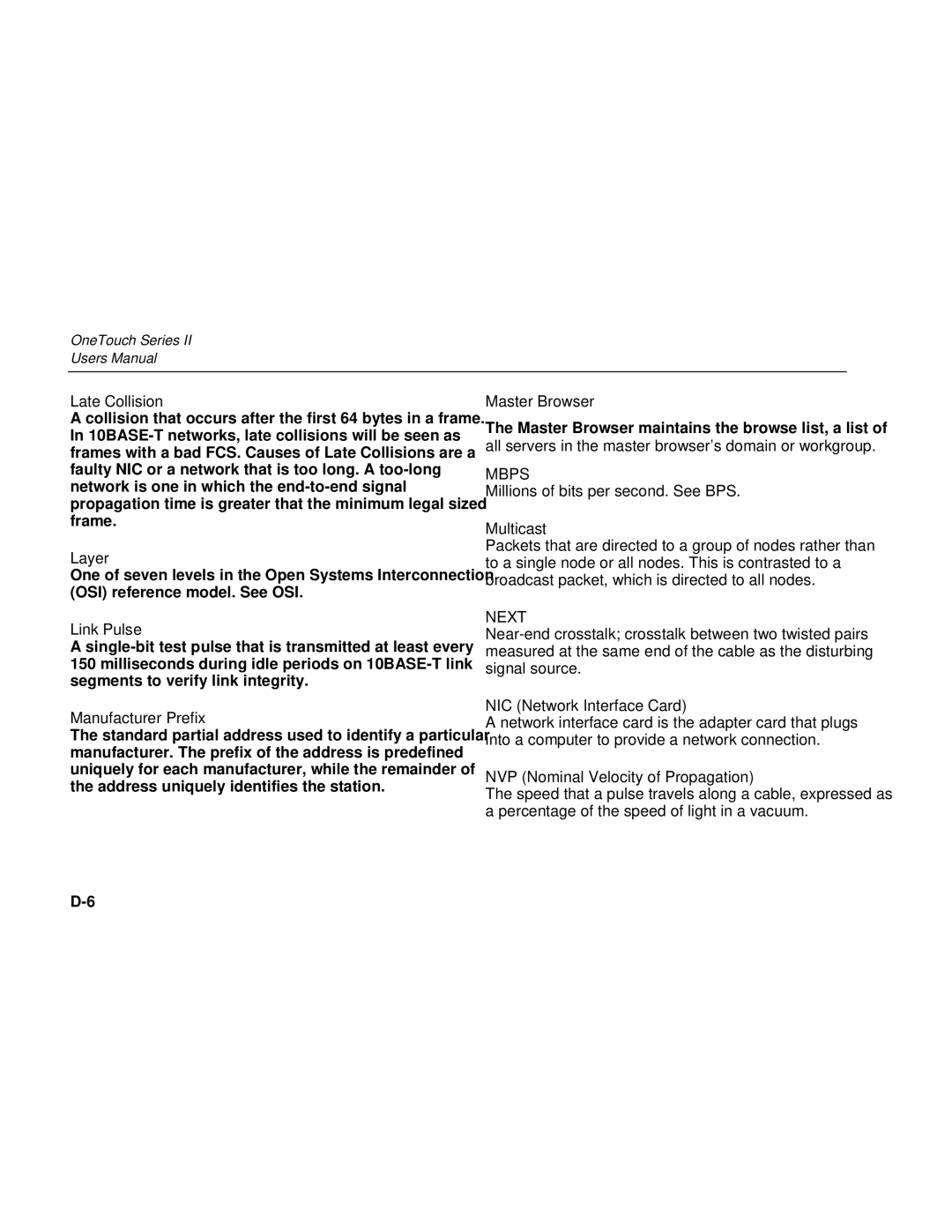 Fluke Series II user manual Mbps 