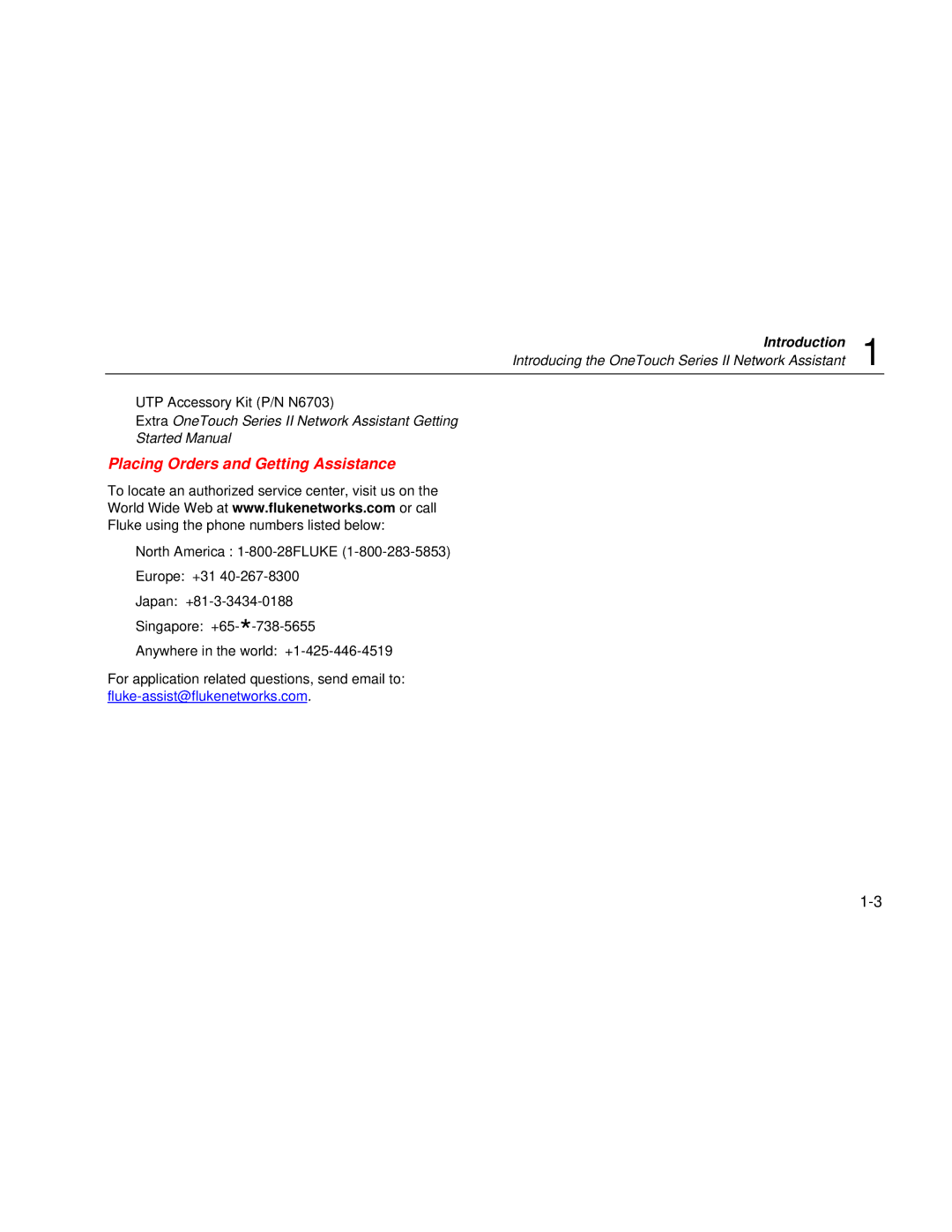 Fluke Series II user manual Placing Orders and Getting Assistance 