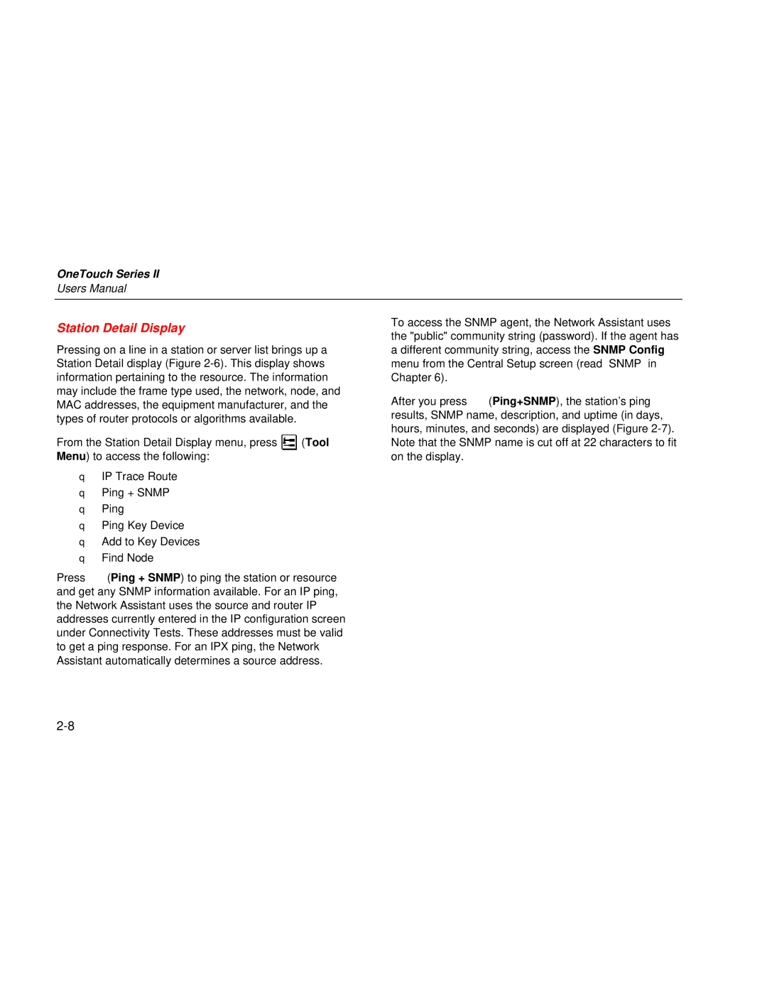 Fluke Series II user manual Station Detail Display 