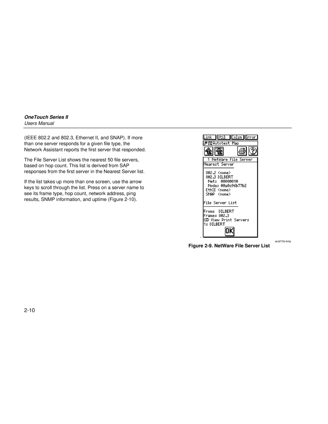 Fluke Series II user manual NetWare File Server List 