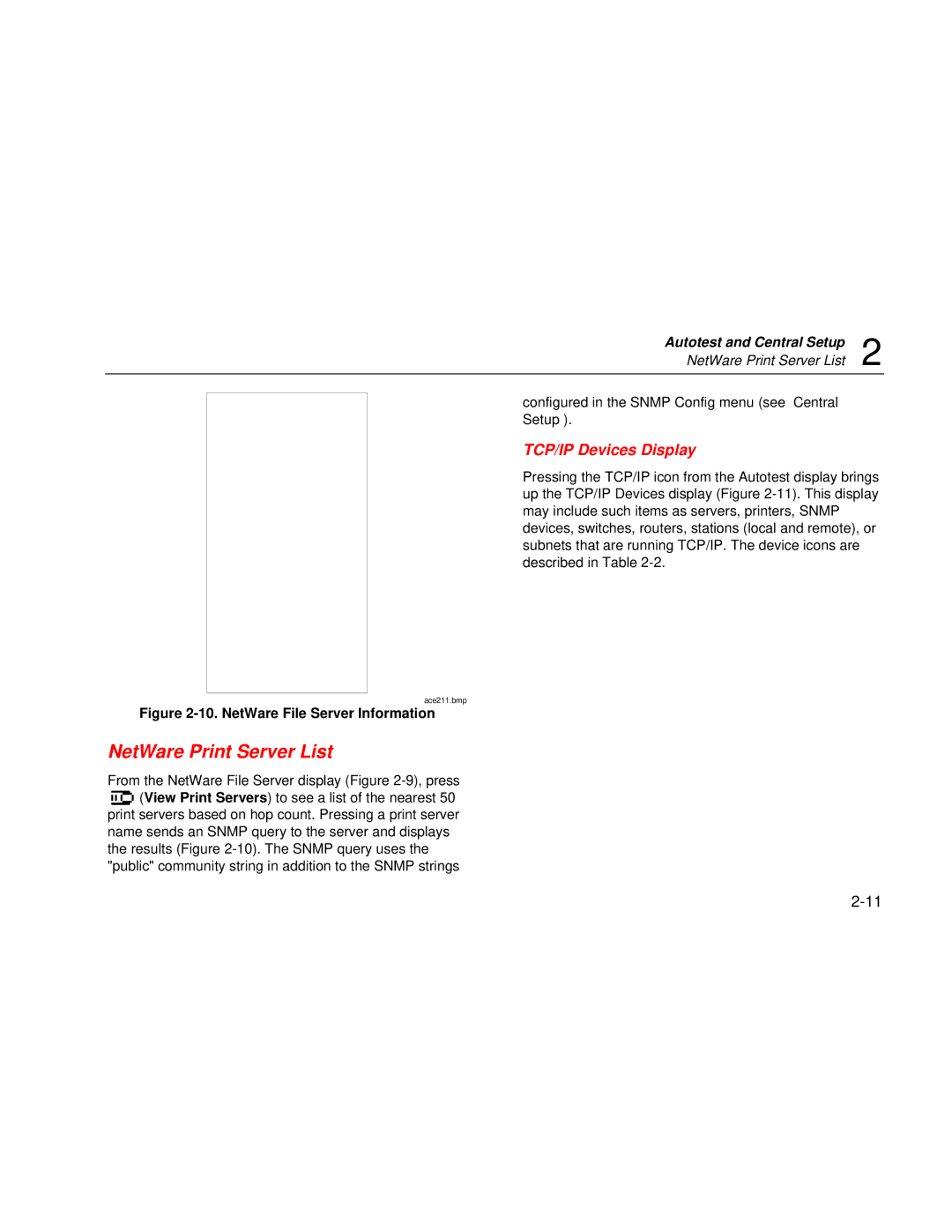 Fluke Series II user manual TCP/IP Devices Display, NetWare File Server Information 