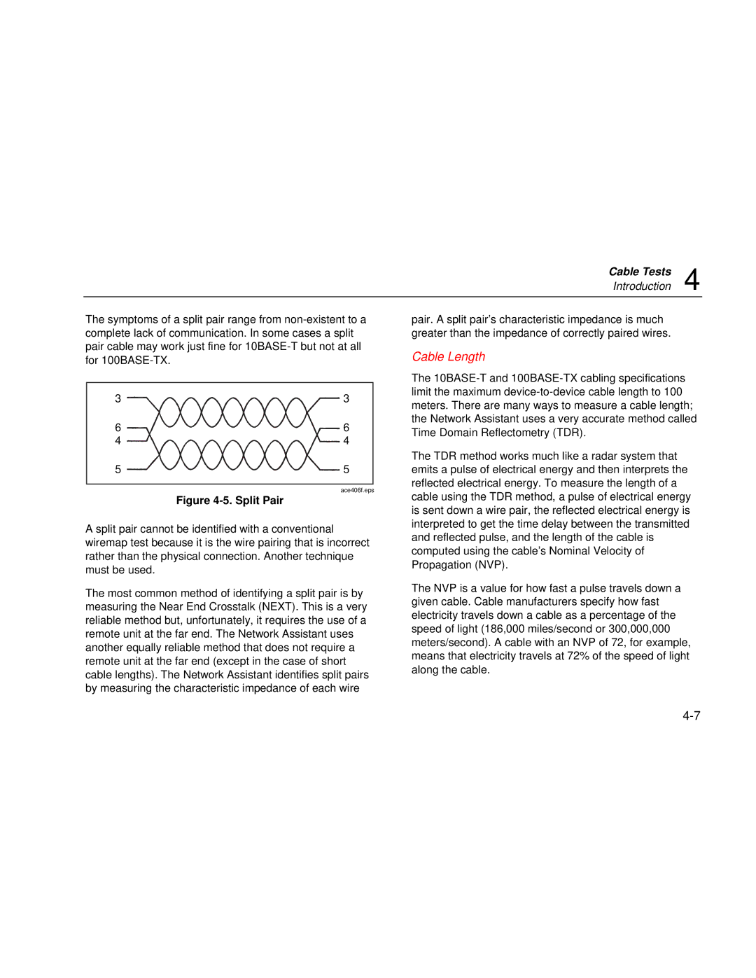 Fluke Series II user manual Cable Length, Split Pair 