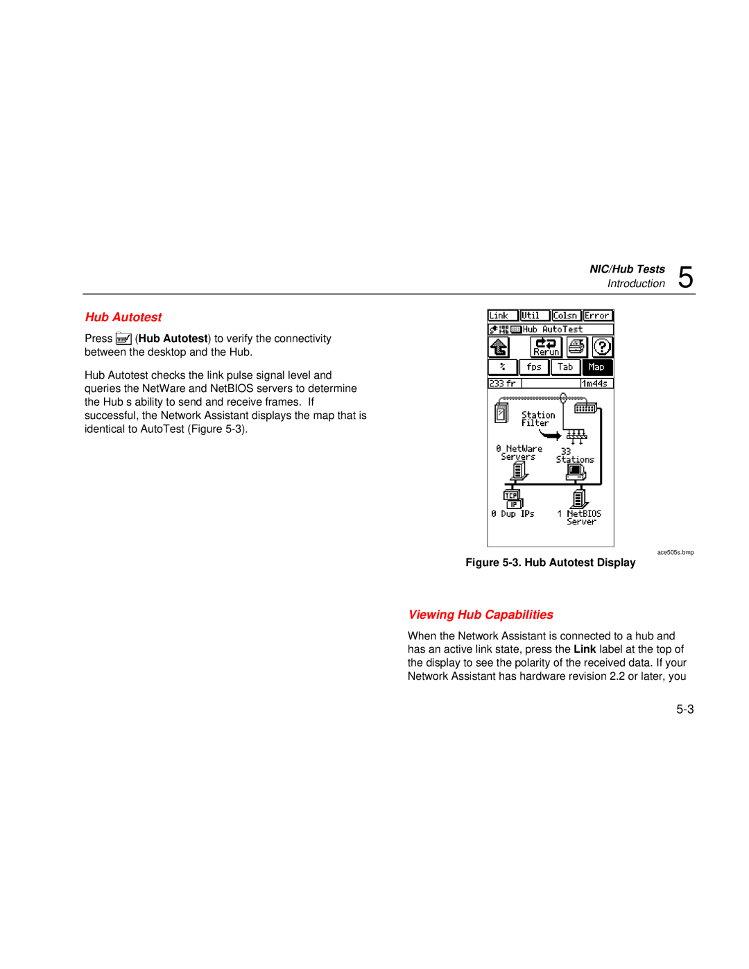 Fluke Series II user manual Hub Autotest, Viewing Hub Capabilities 