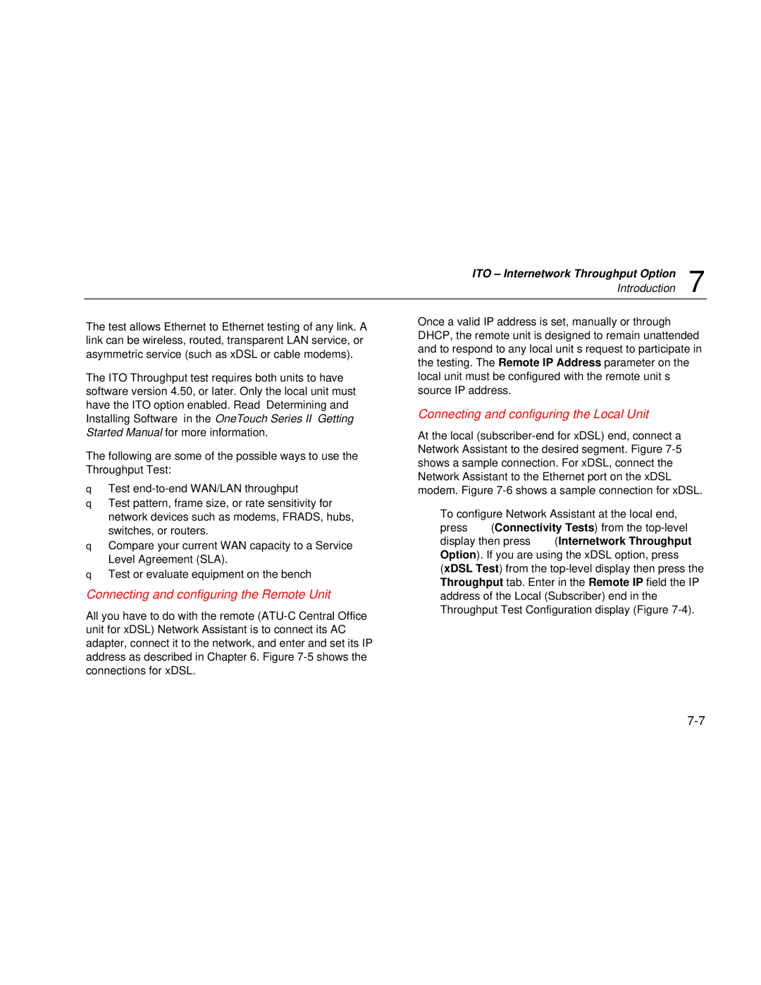 Fluke Series II user manual Connecting and configuring the Remote Unit, Connecting and configuring the Local Unit 