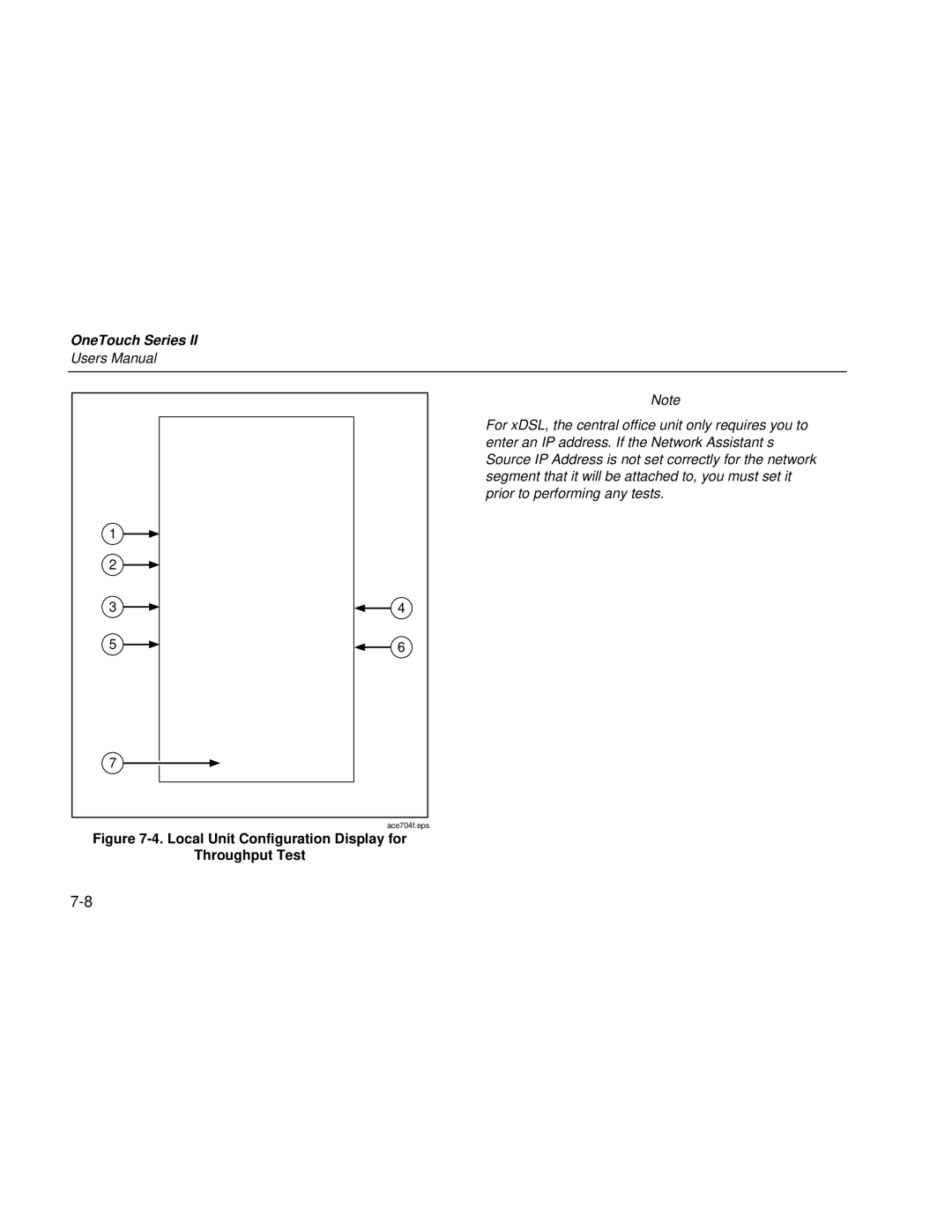 Fluke Series II user manual Local Unit Configuration Display for Throughput Test 