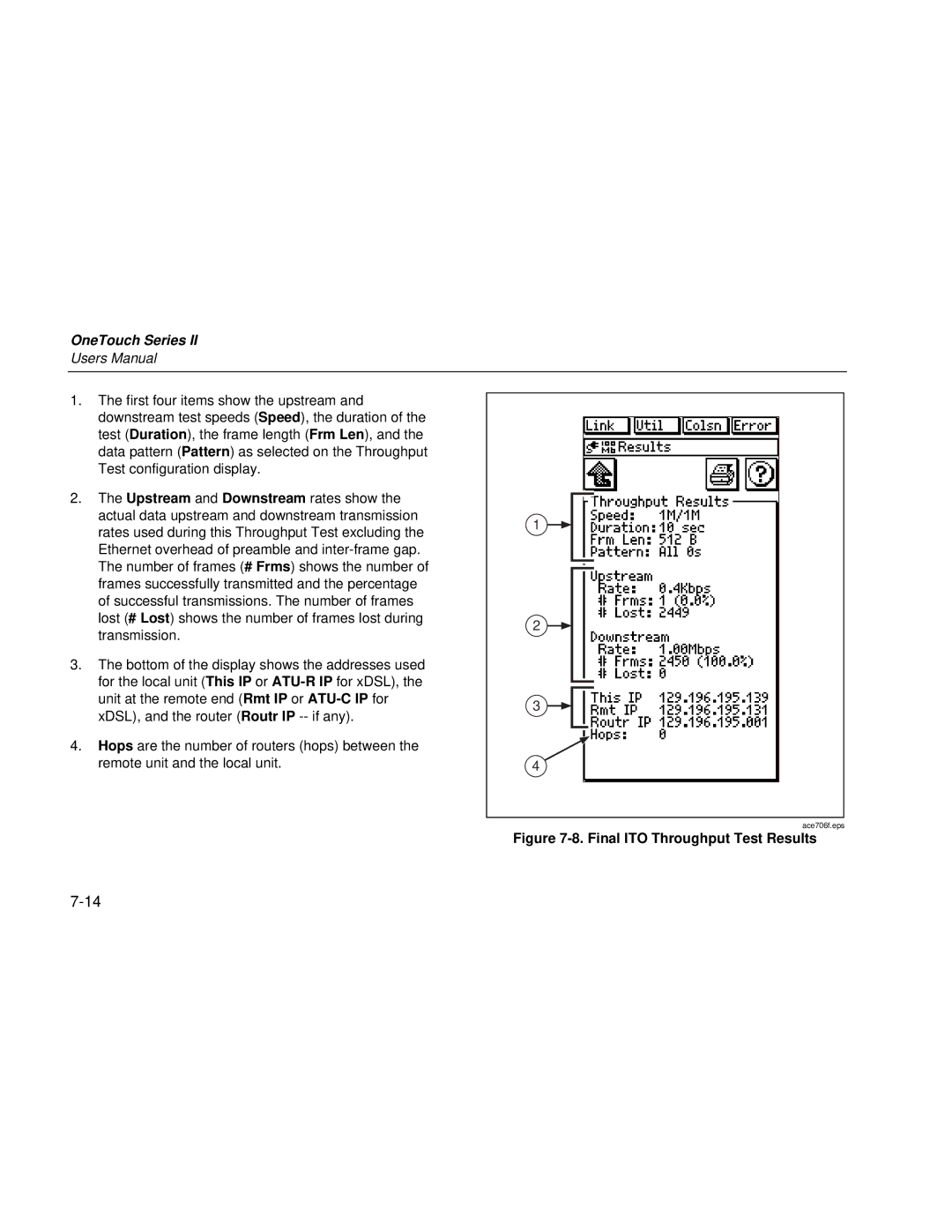 Fluke Series II user manual Final ITO Throughput Test Results 