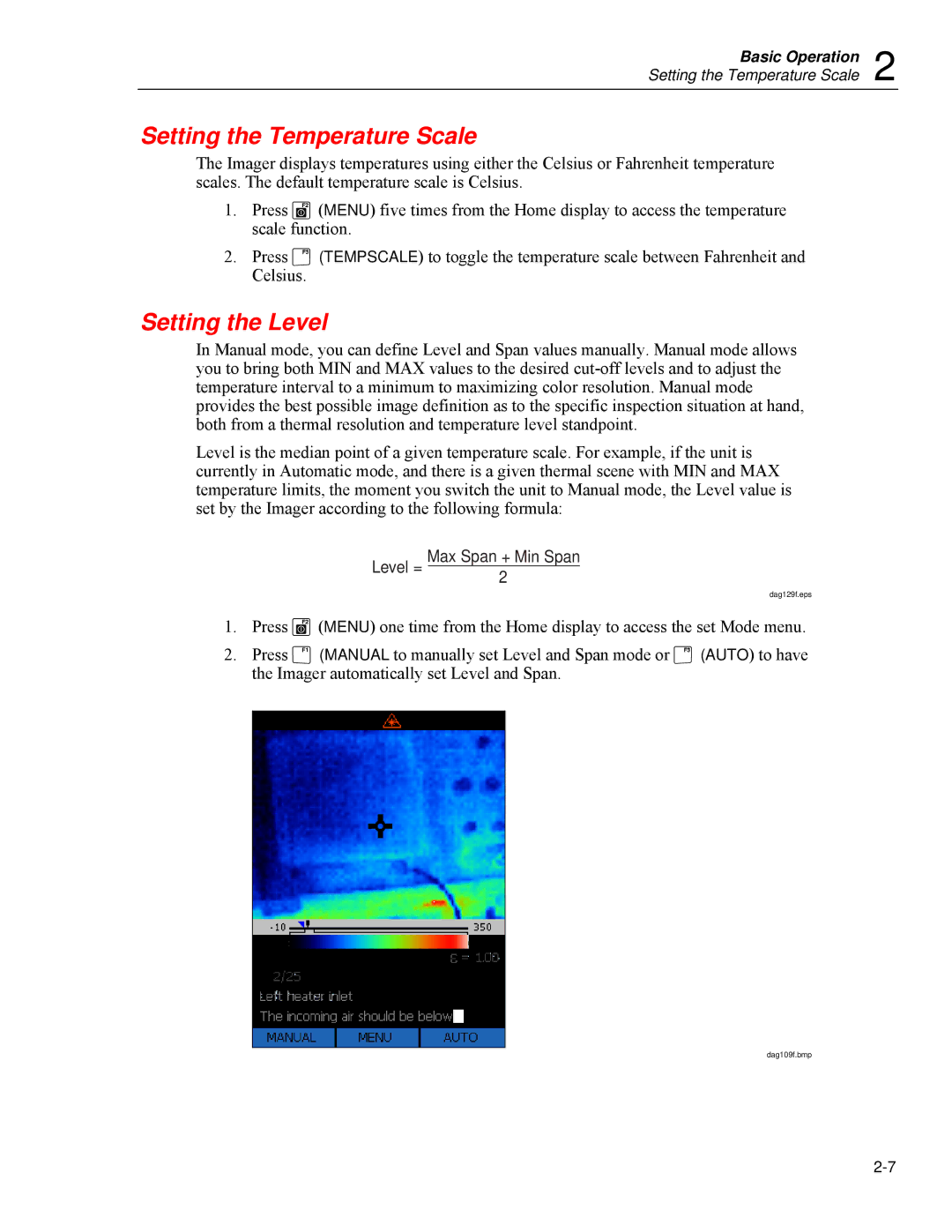 Fluke Ti20 user manual Setting the Temperature Scale, Setting the Level 