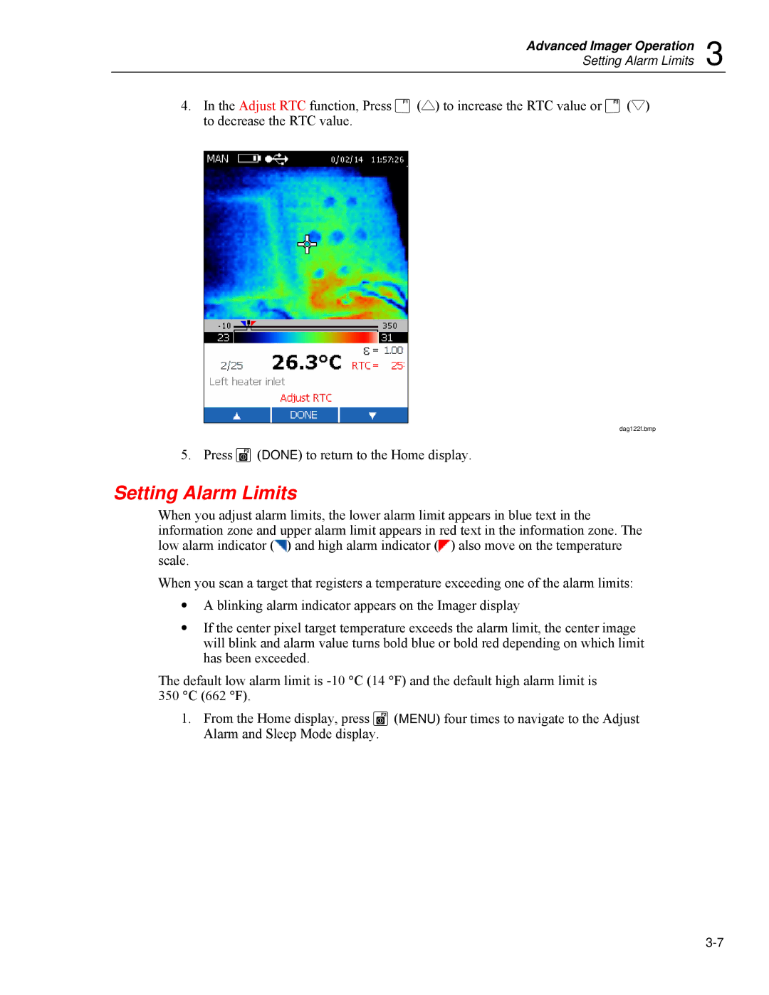 Fluke Ti20 user manual Setting Alarm Limits 