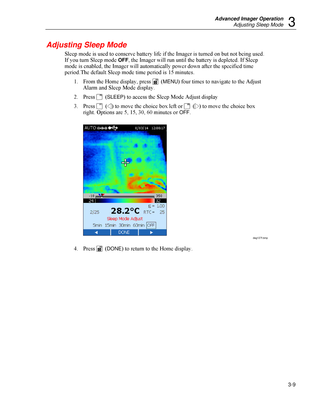 Fluke Ti20 user manual Adjusting Sleep Mode 