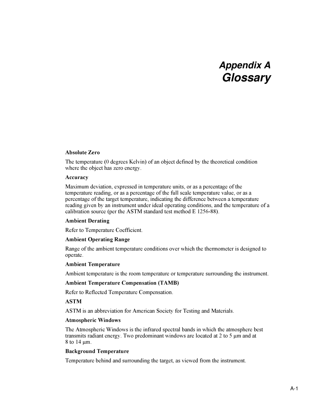 Fluke Ti20 user manual Glossary 