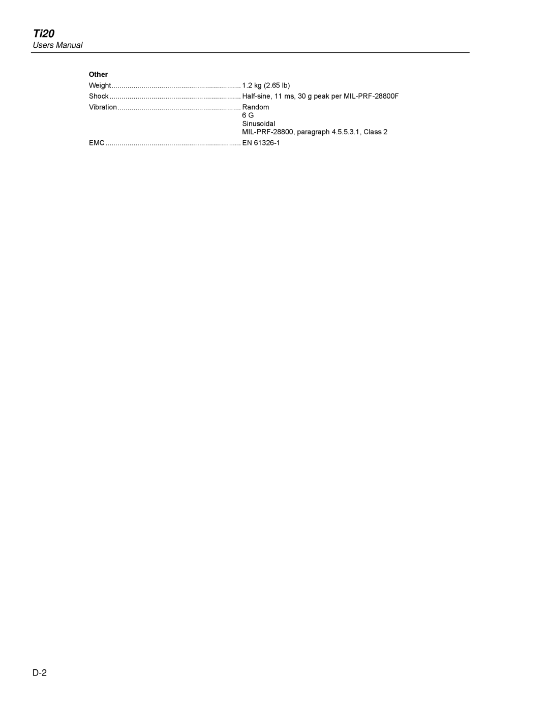 Fluke Ti20 user manual Other 