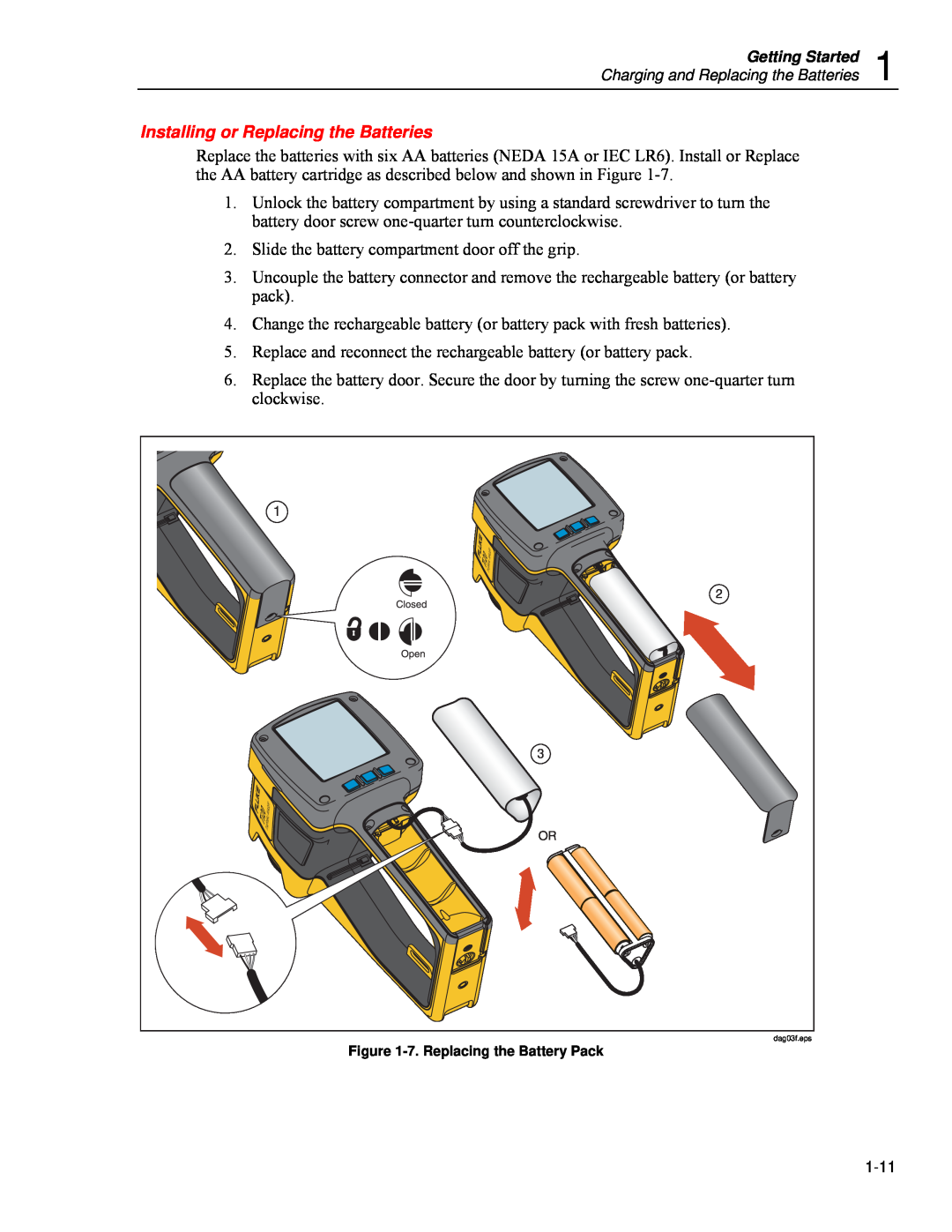 Fluke Ti20 user manual Installing or Replacing the Batteries 