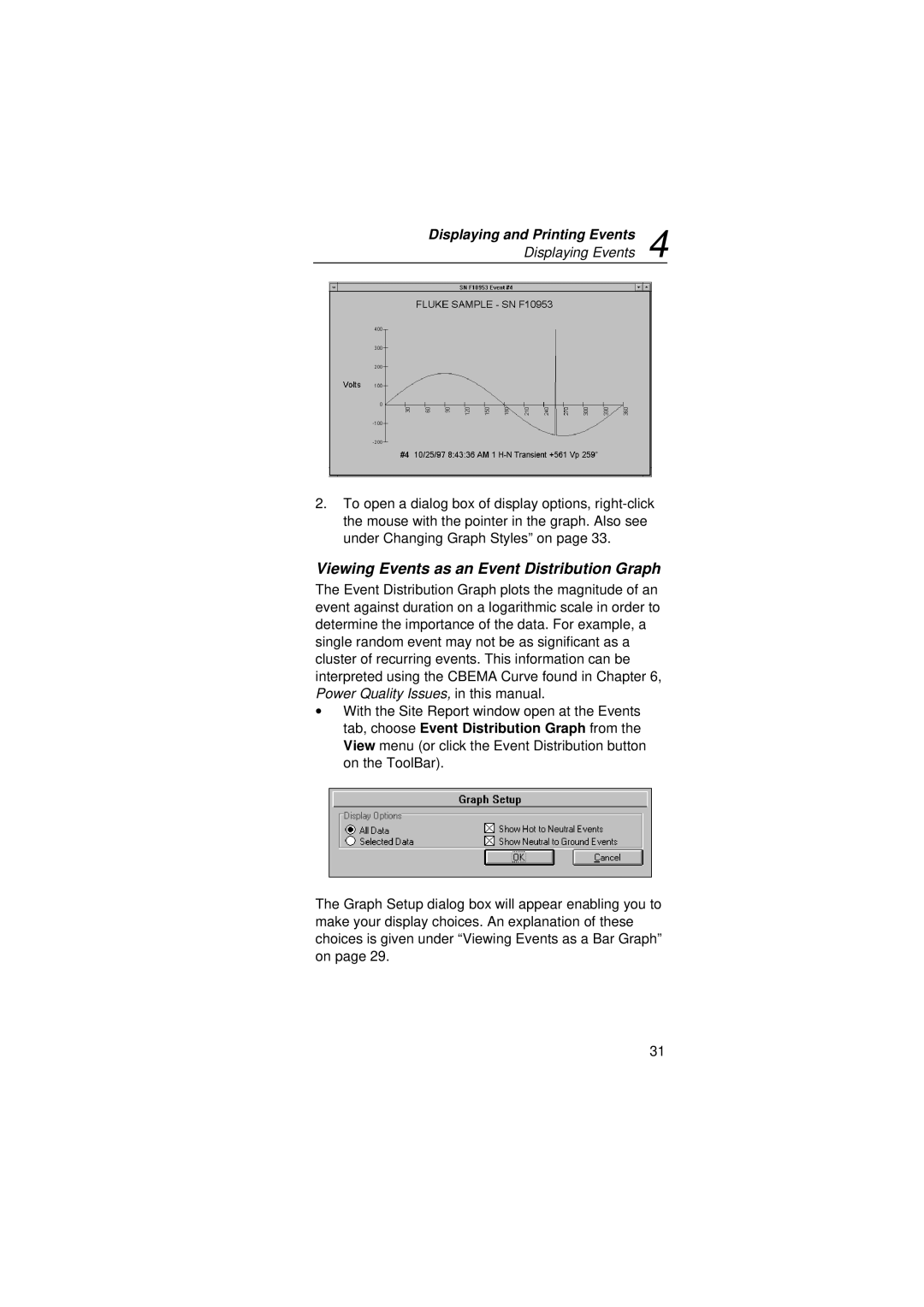 Fluke VR101S manual Viewing Events as an Event Distribution Graph 