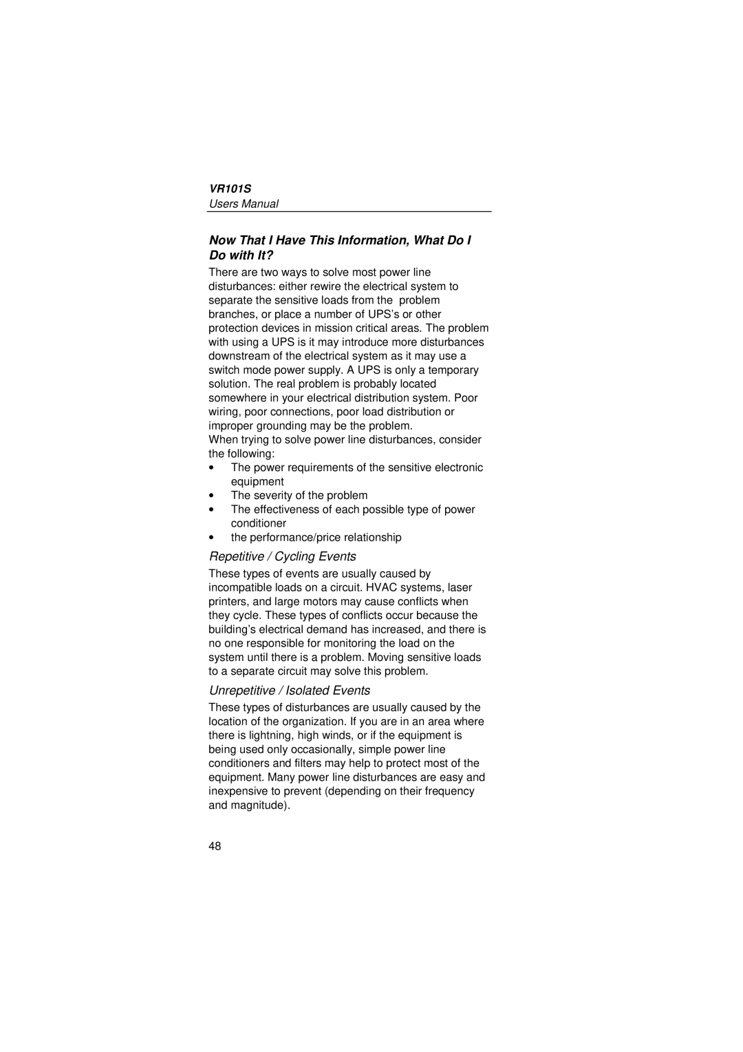 Fluke VR101S manual Now That I Have This Information, What Do I Do with It?, Repetitive / Cycling Events 