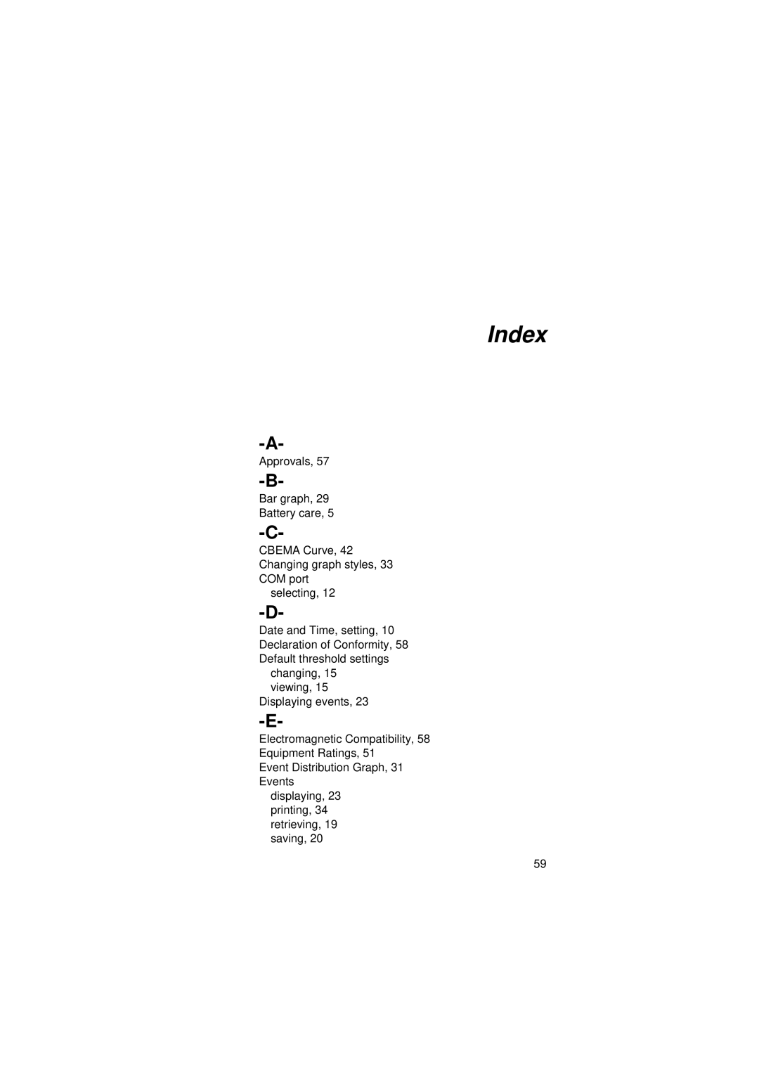 Fluke VR101S manual Index 