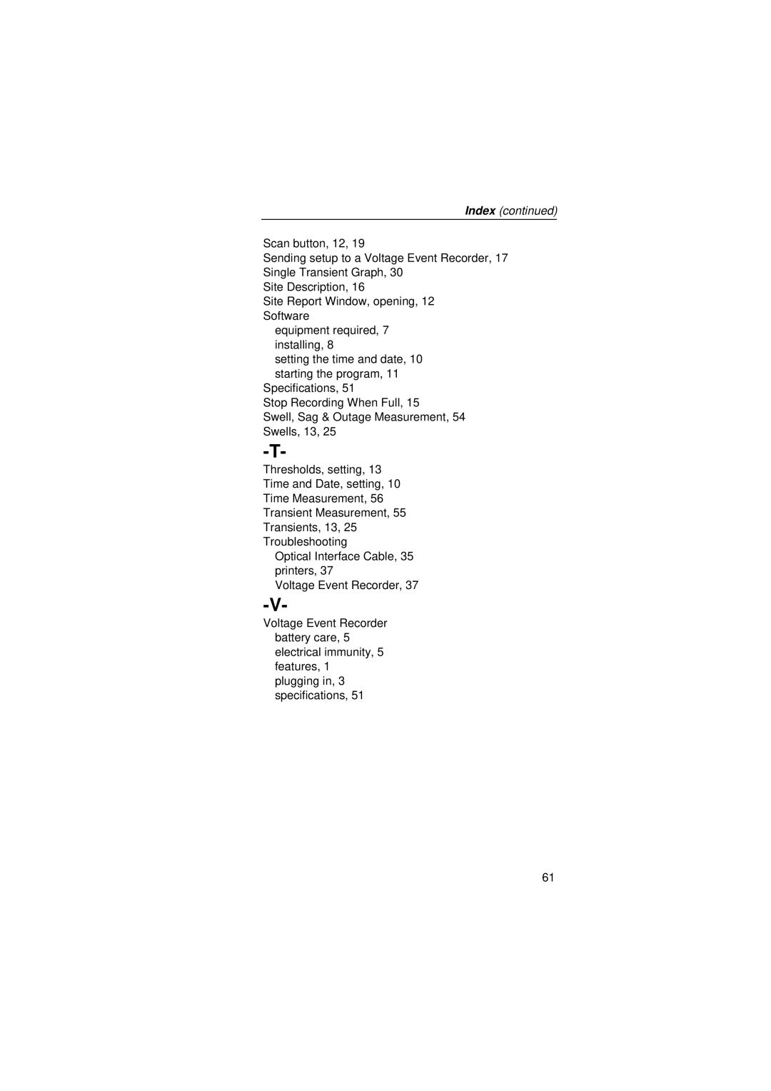 Fluke VR101S manual Index 