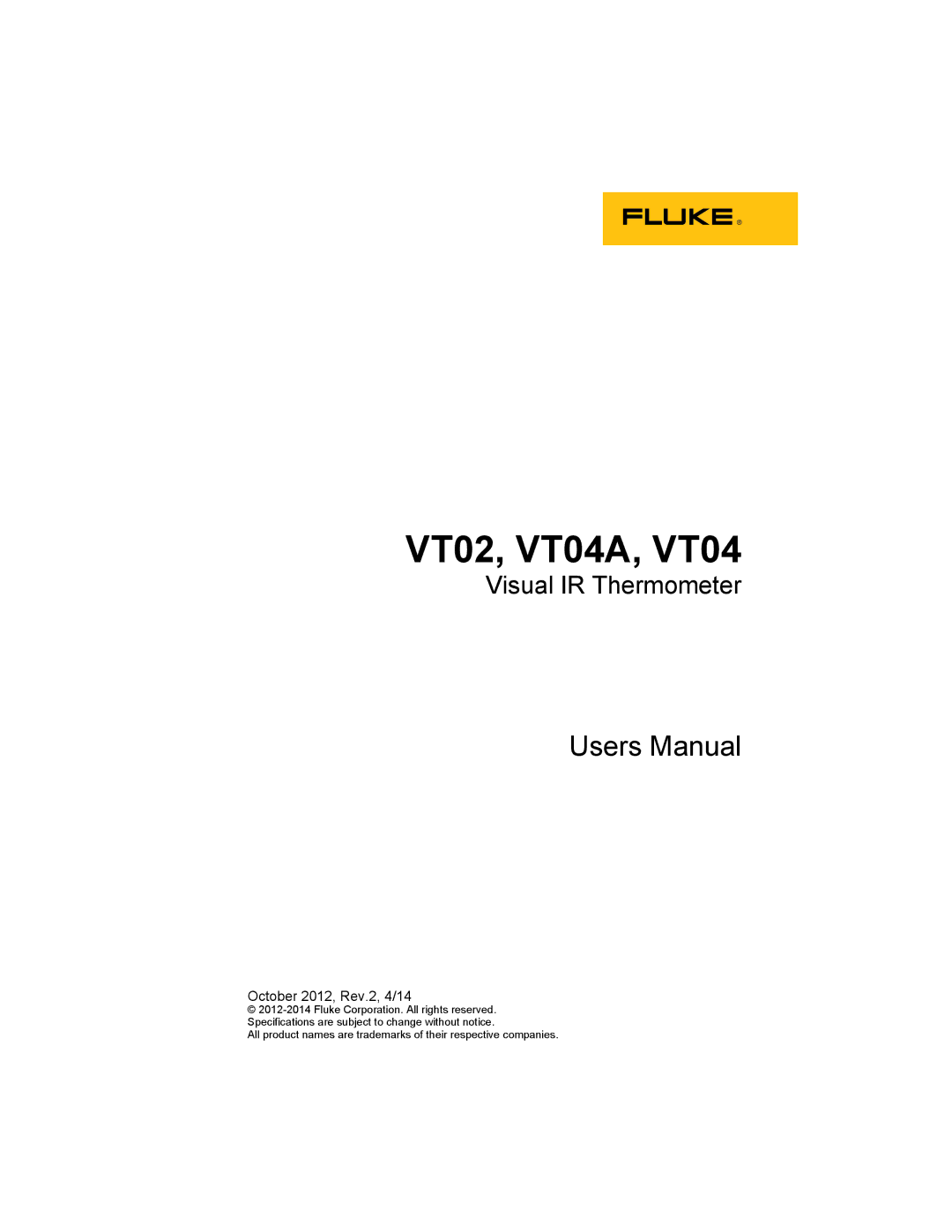 Fluke user manual VT02, VT04A, VT04 